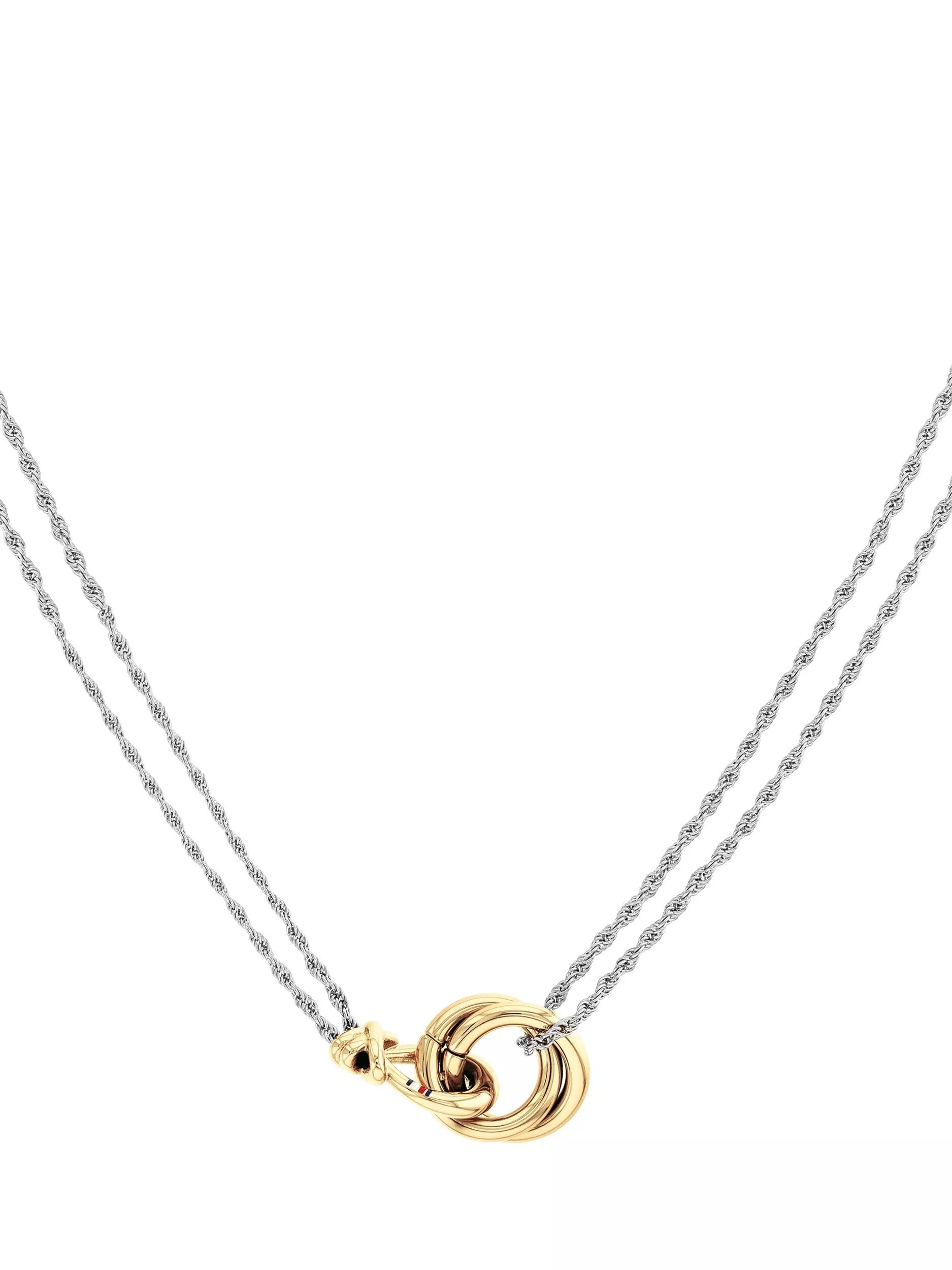 Tommy Hilfiger knot pendant necklace silver mixed metal, UK version