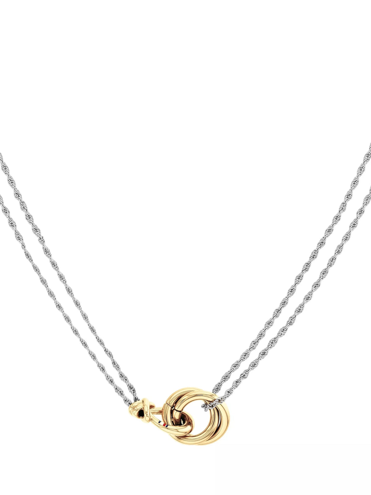 Tommy Hilfiger knot pendant necklace silver mixed metal, UK version