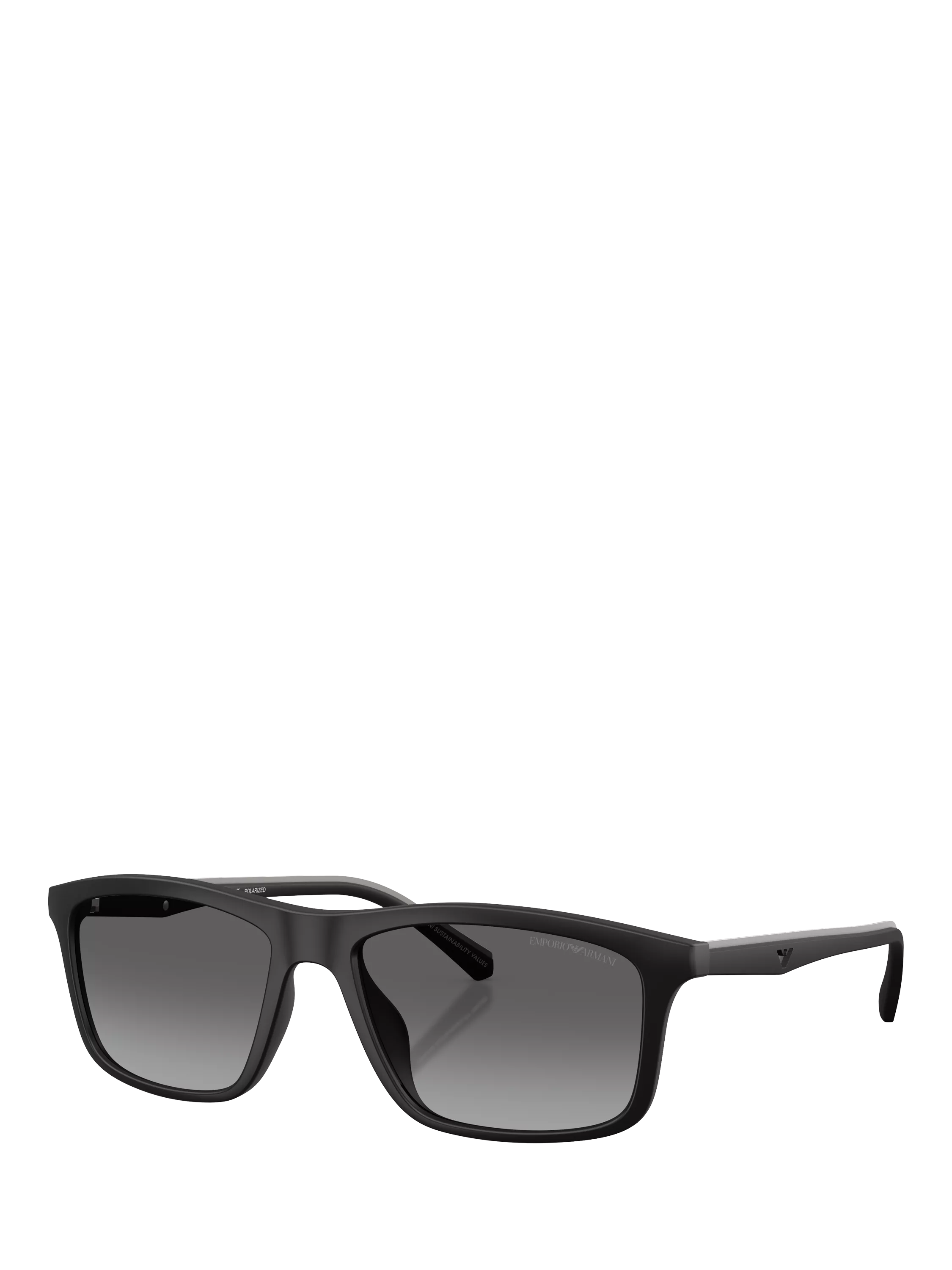 Emporio Armani rectangular sunglasses matte black grey gradient, imported from the UK