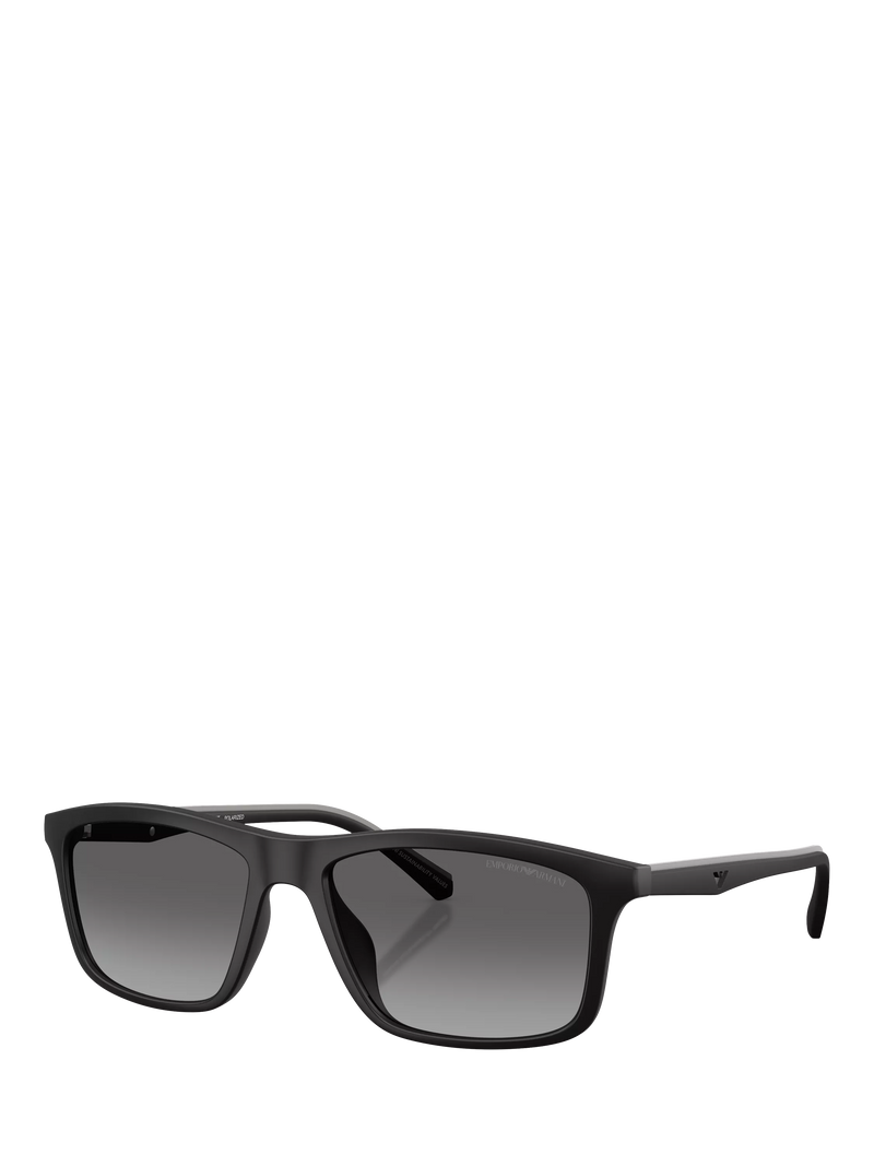 Emporio Armani rectangular sunglasses matte black grey gradient, imported from the UK
