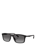 Emporio Armani rectangular sunglasses matte black grey gradient, imported from the UK