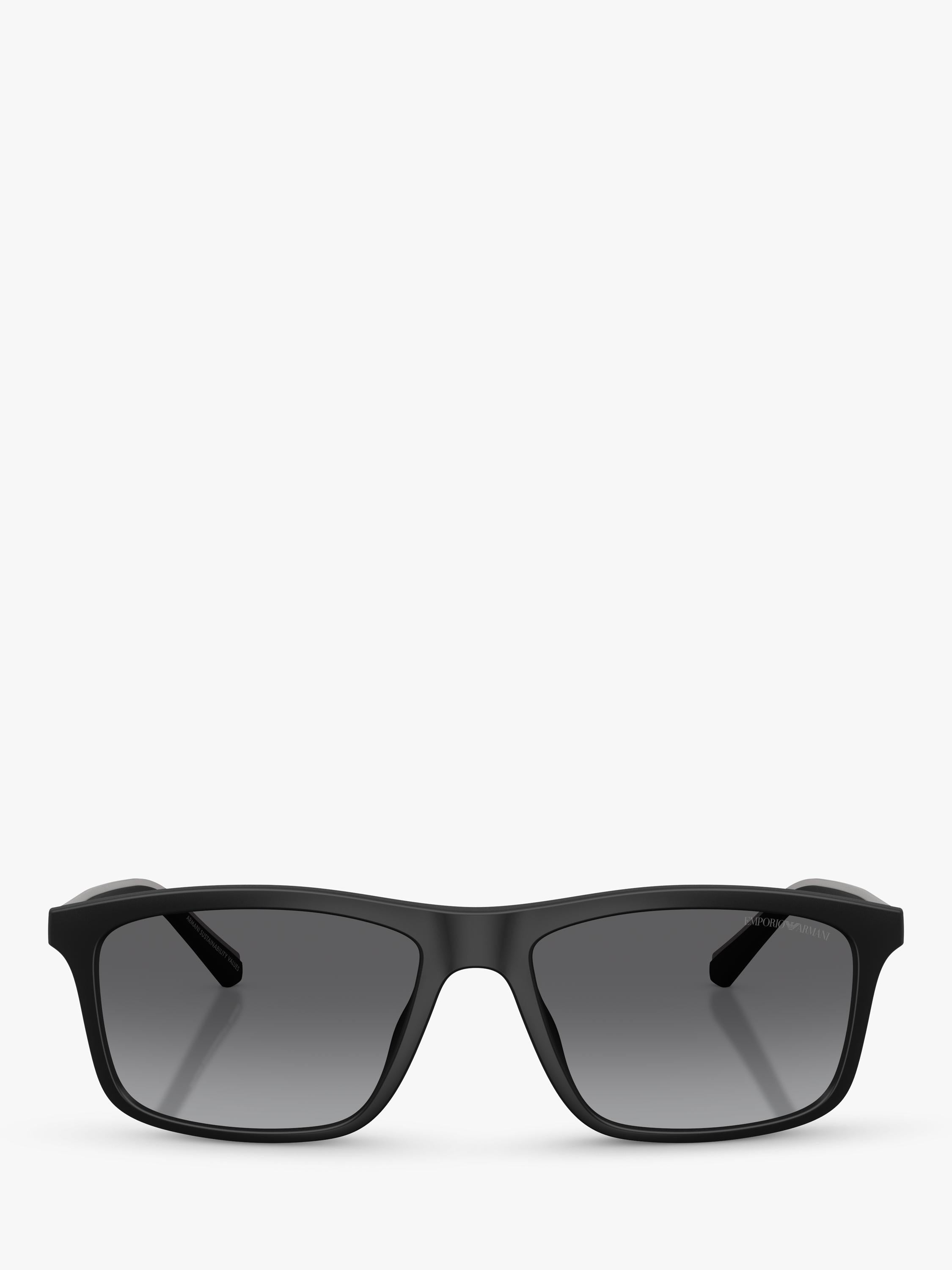 Emporio Armani rectangular sunglasses matte black grey gradient, imported from the UK