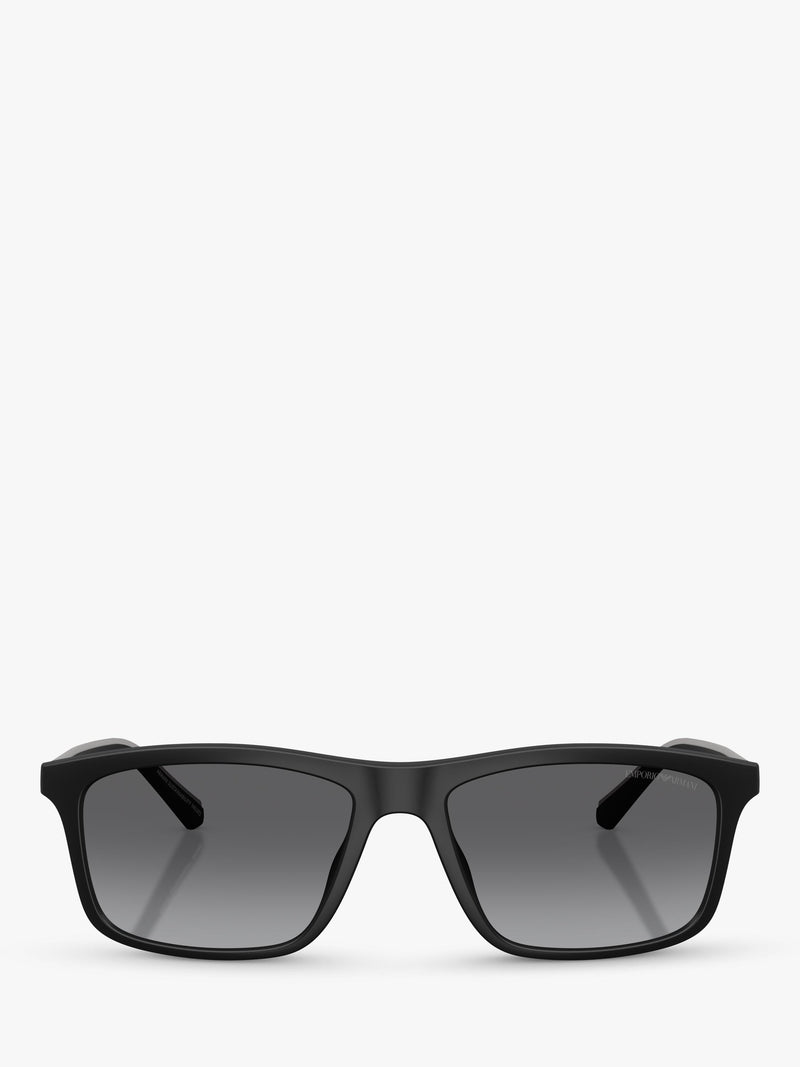 Emporio Armani rectangular sunglasses matte black grey gradient, imported from the UK