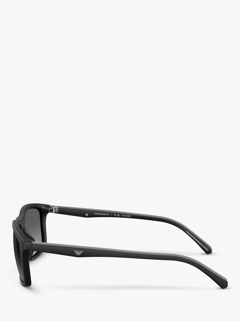 Emporio Armani rectangular sunglasses matte black grey gradient, imported from the UK