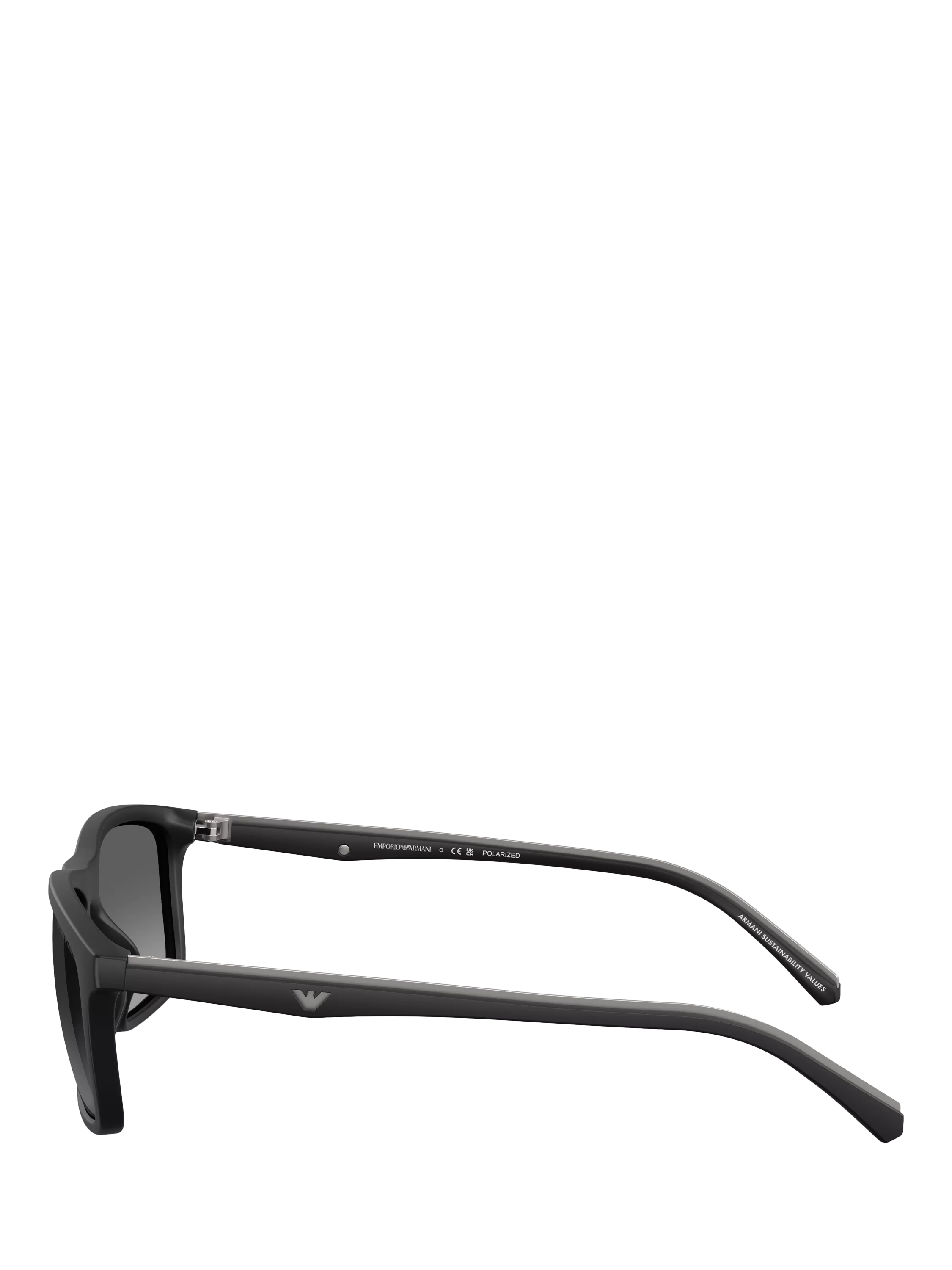 Emporio Armani rectangular sunglasses matte black grey gradient, imported from the UK
