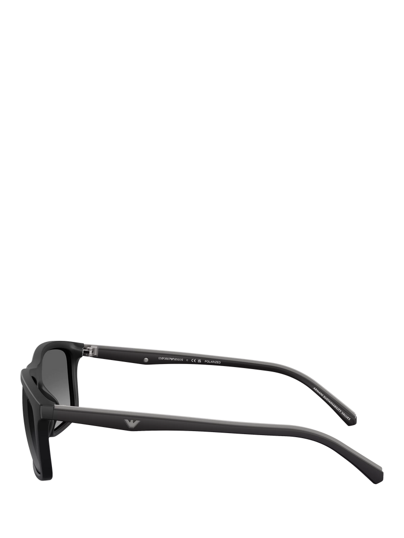 Emporio Armani rectangular sunglasses matte black grey gradient, imported from the UK