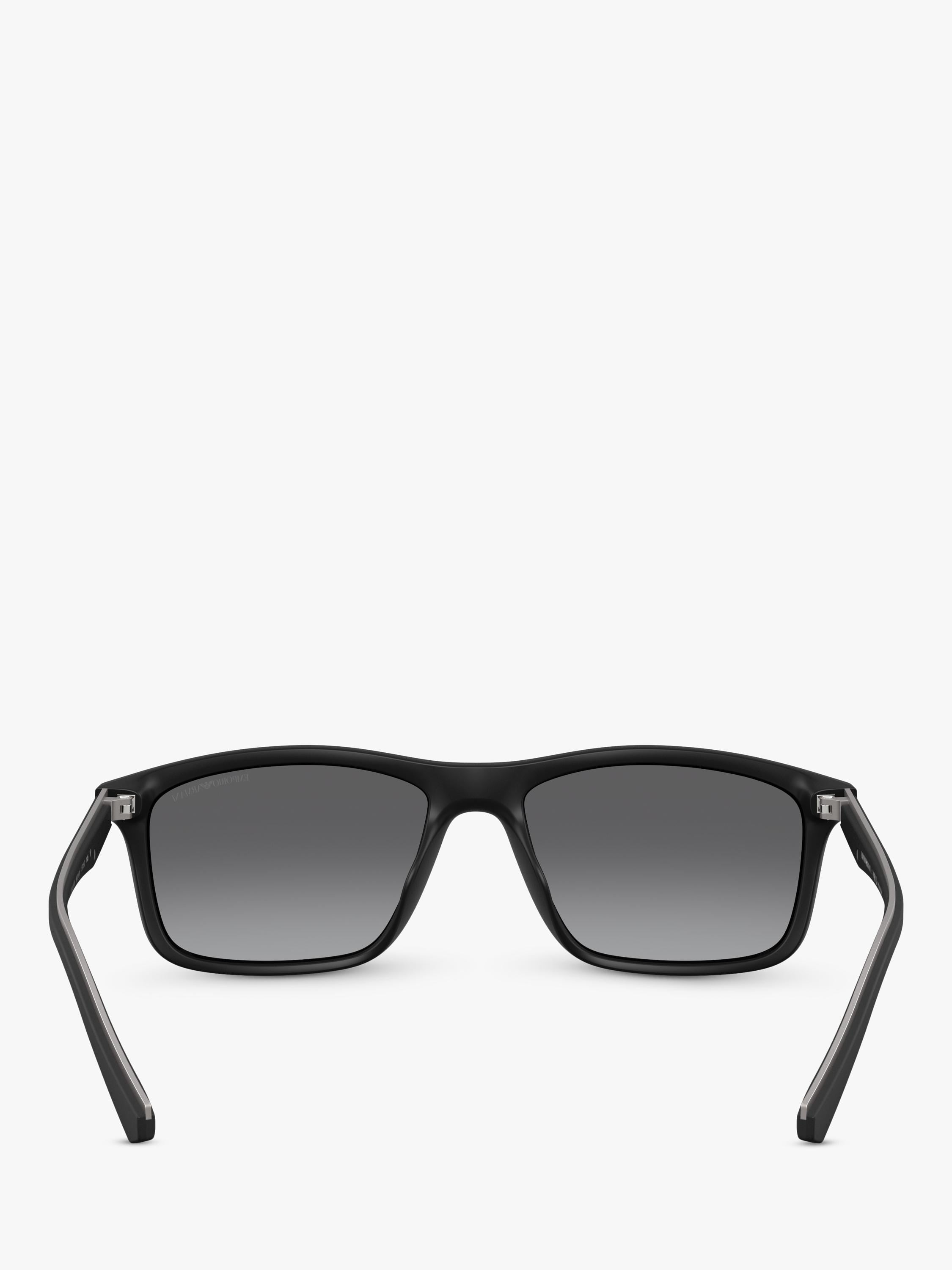 Emporio Armani rectangular sunglasses matte black grey gradient, imported from the UK
