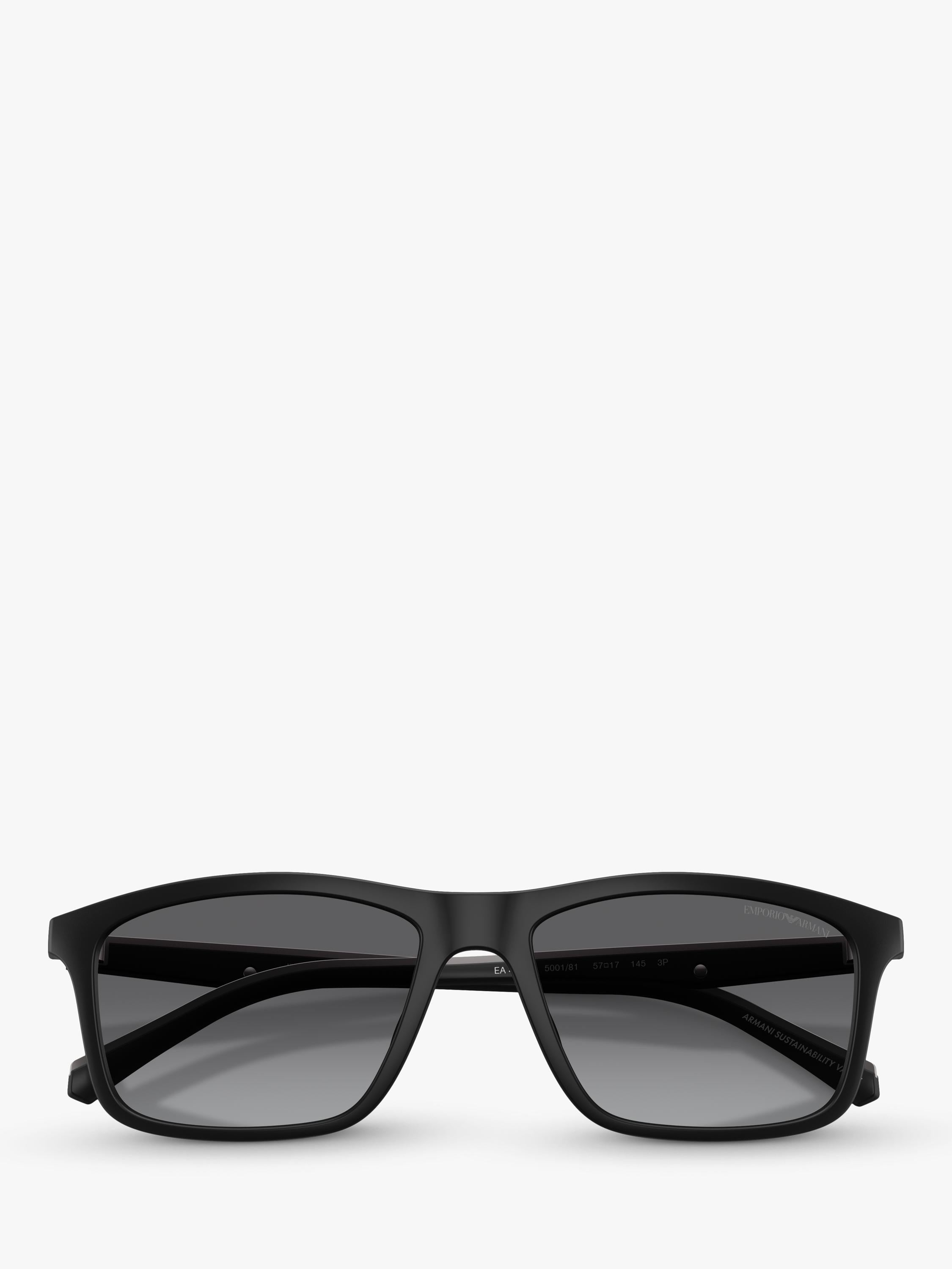 Emporio Armani rectangular sunglasses matte black grey gradient, imported from the UK