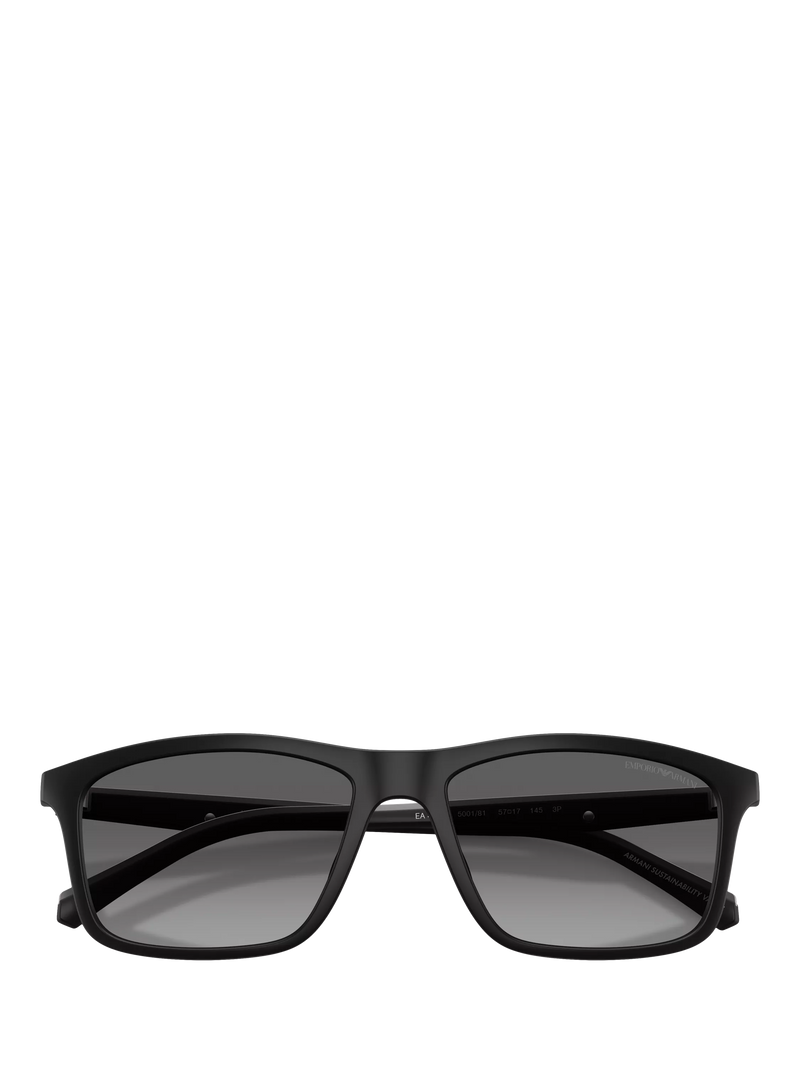 Emporio Armani rectangular sunglasses matte black grey gradient, imported from the UK