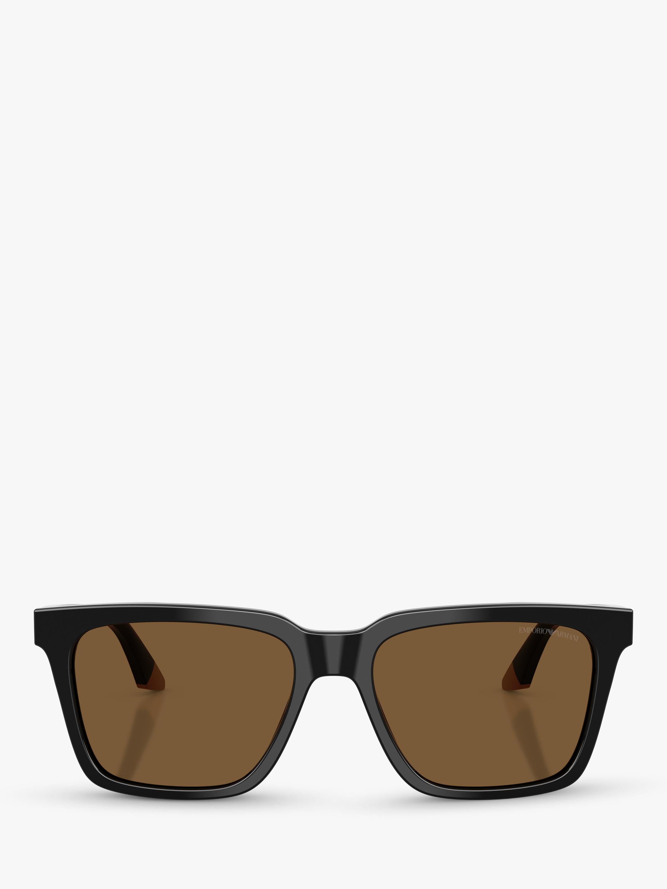 Emporio Armani square sunglasses shiny black/brown 55mm - British product