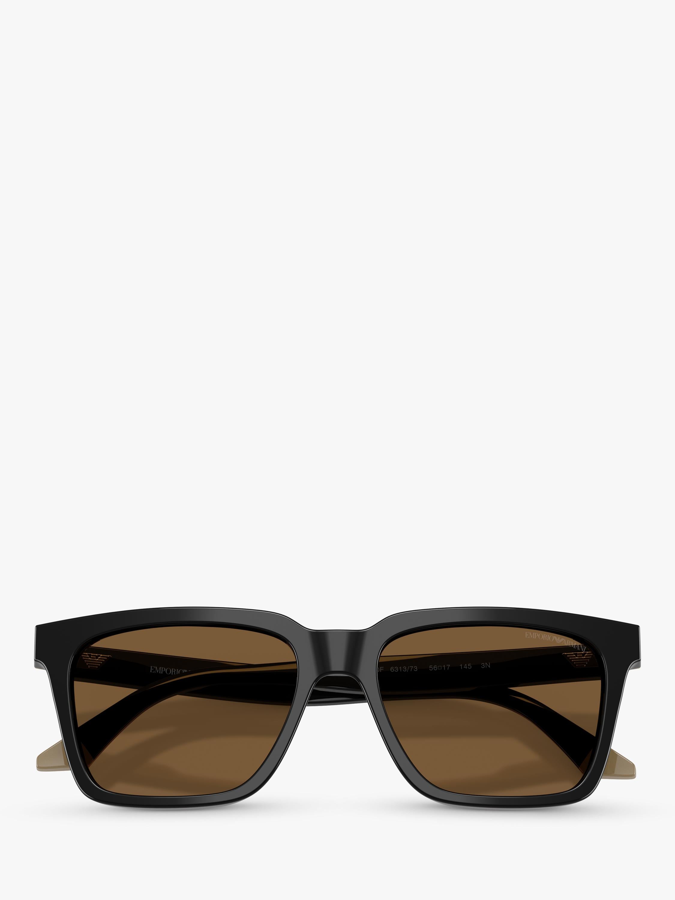 Emporio Armani square sunglasses shiny black/brown 55mm - British product