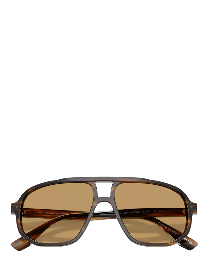 Emporio Armani aviator sunglasses striped dark green brown - British product