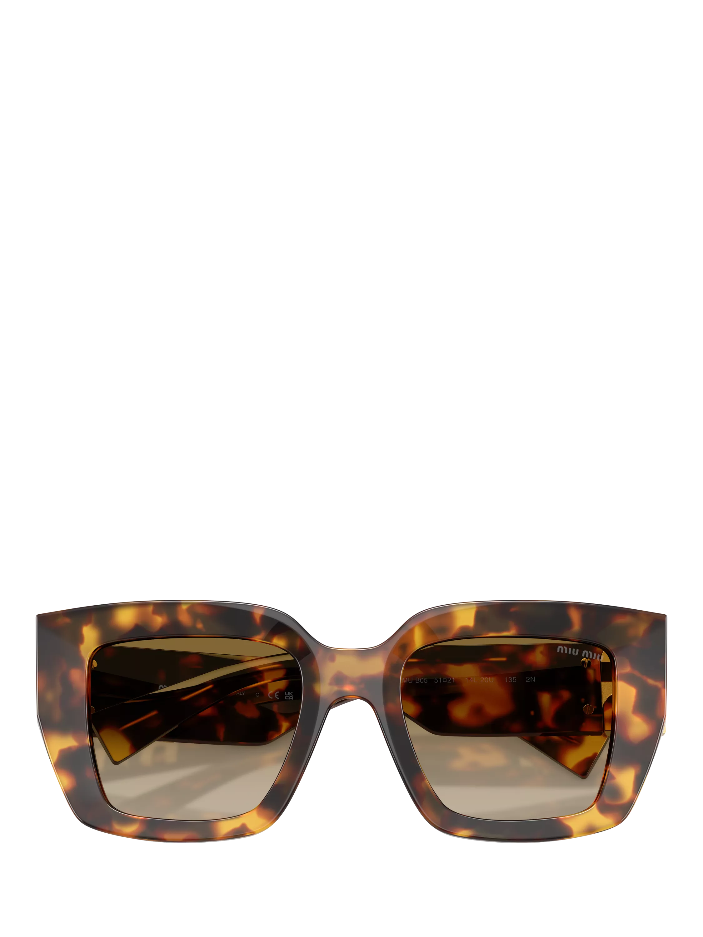 Miu Miu women's square sunglasses honey havana brown - British product