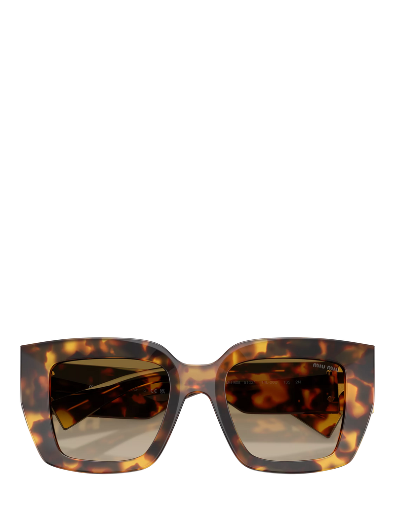 Miu Miu women's square sunglasses honey havana brown - British product