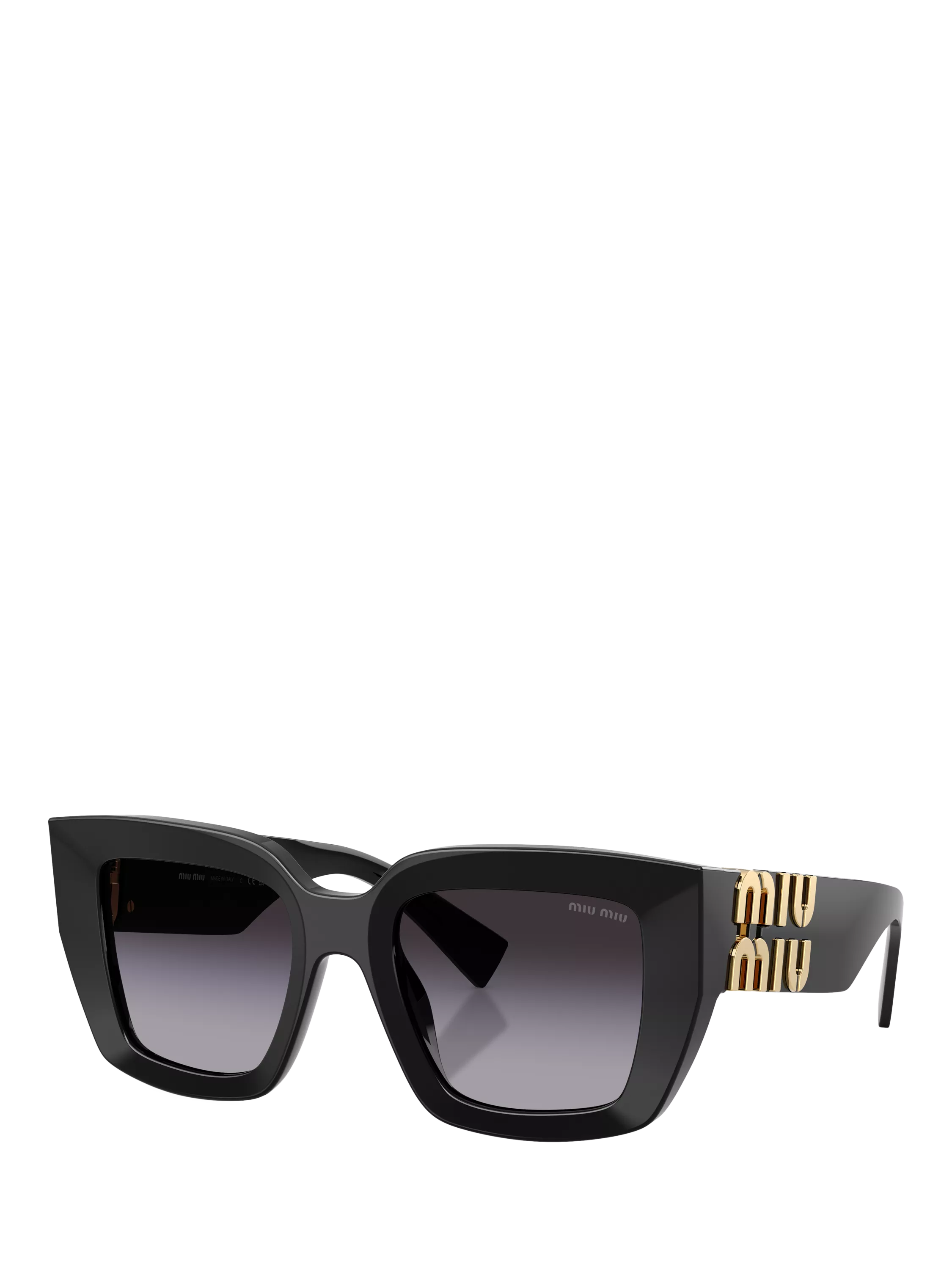Miu Miu square sunglasses in black with gradient lenses (British brand)