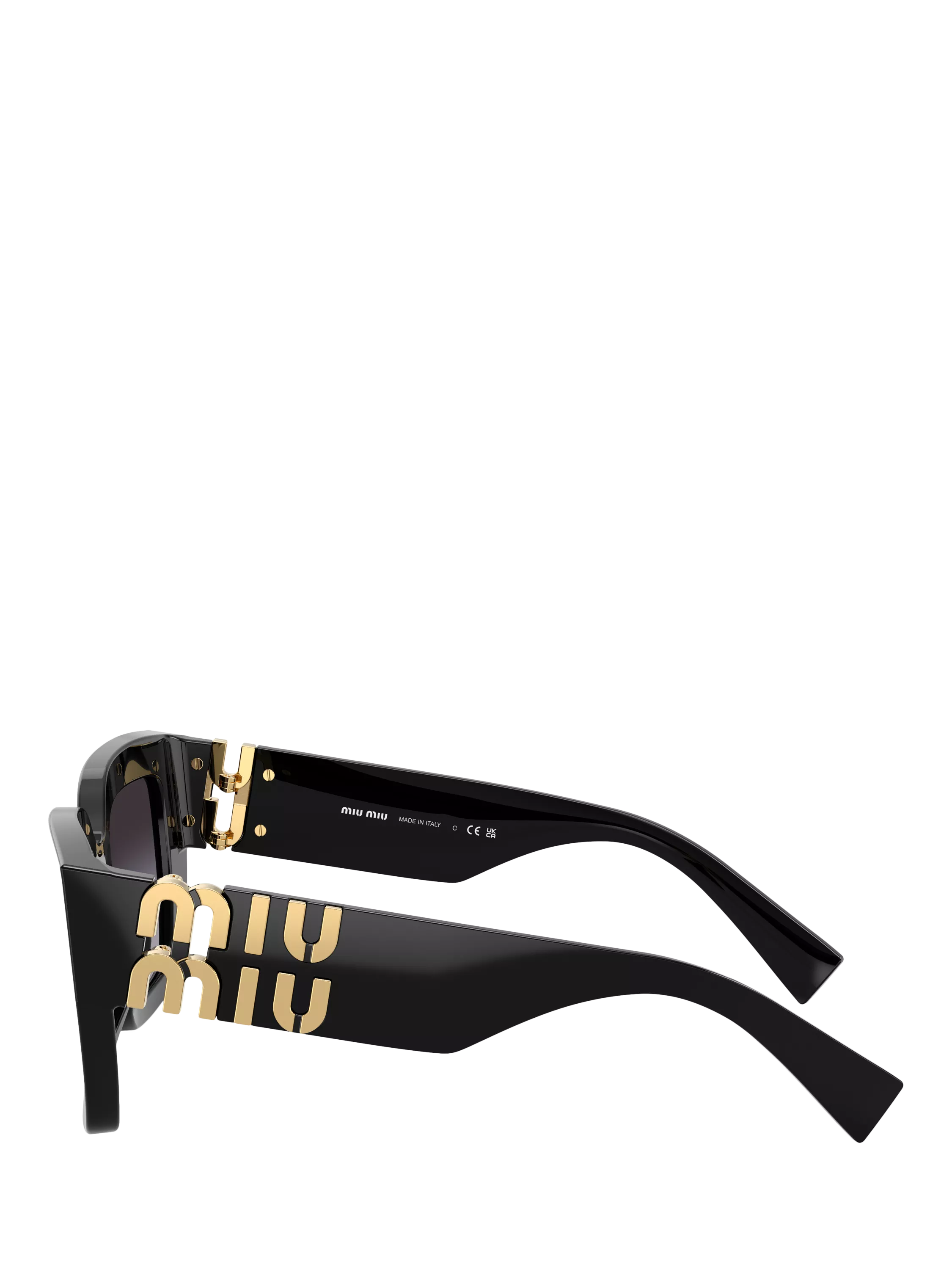 Miu Miu square sunglasses in black with gradient lenses (British brand)