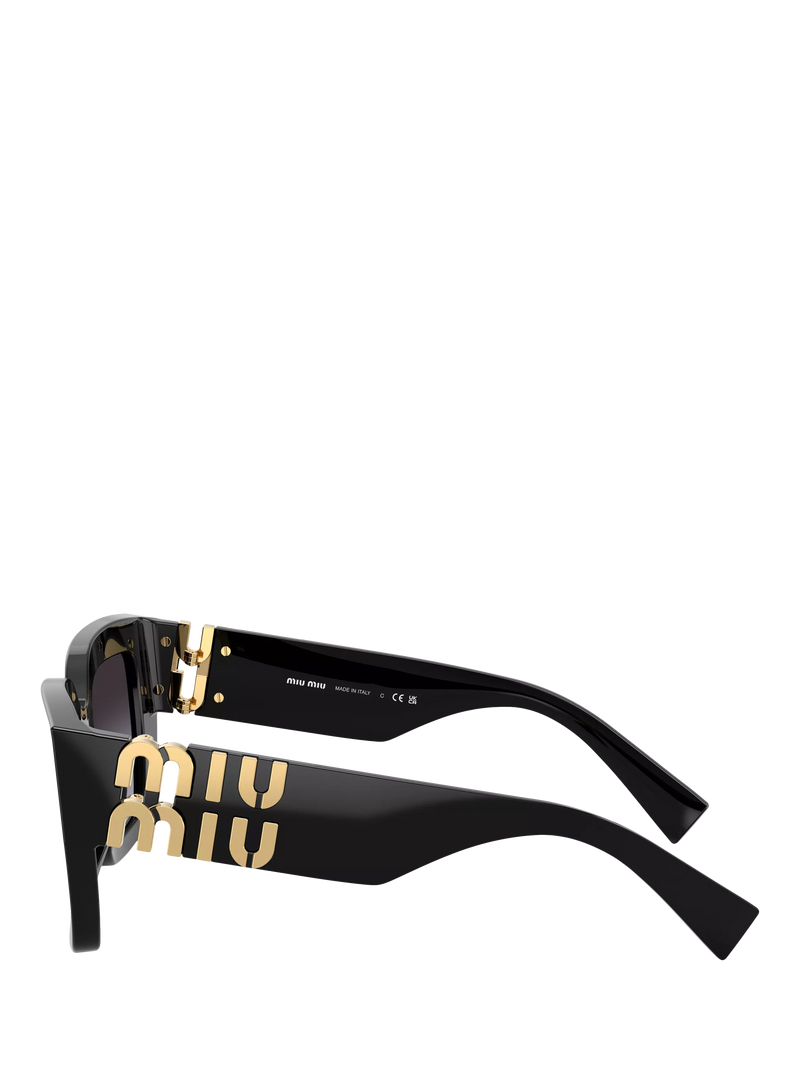 Miu Miu square sunglasses in black with gradient lenses (British brand)