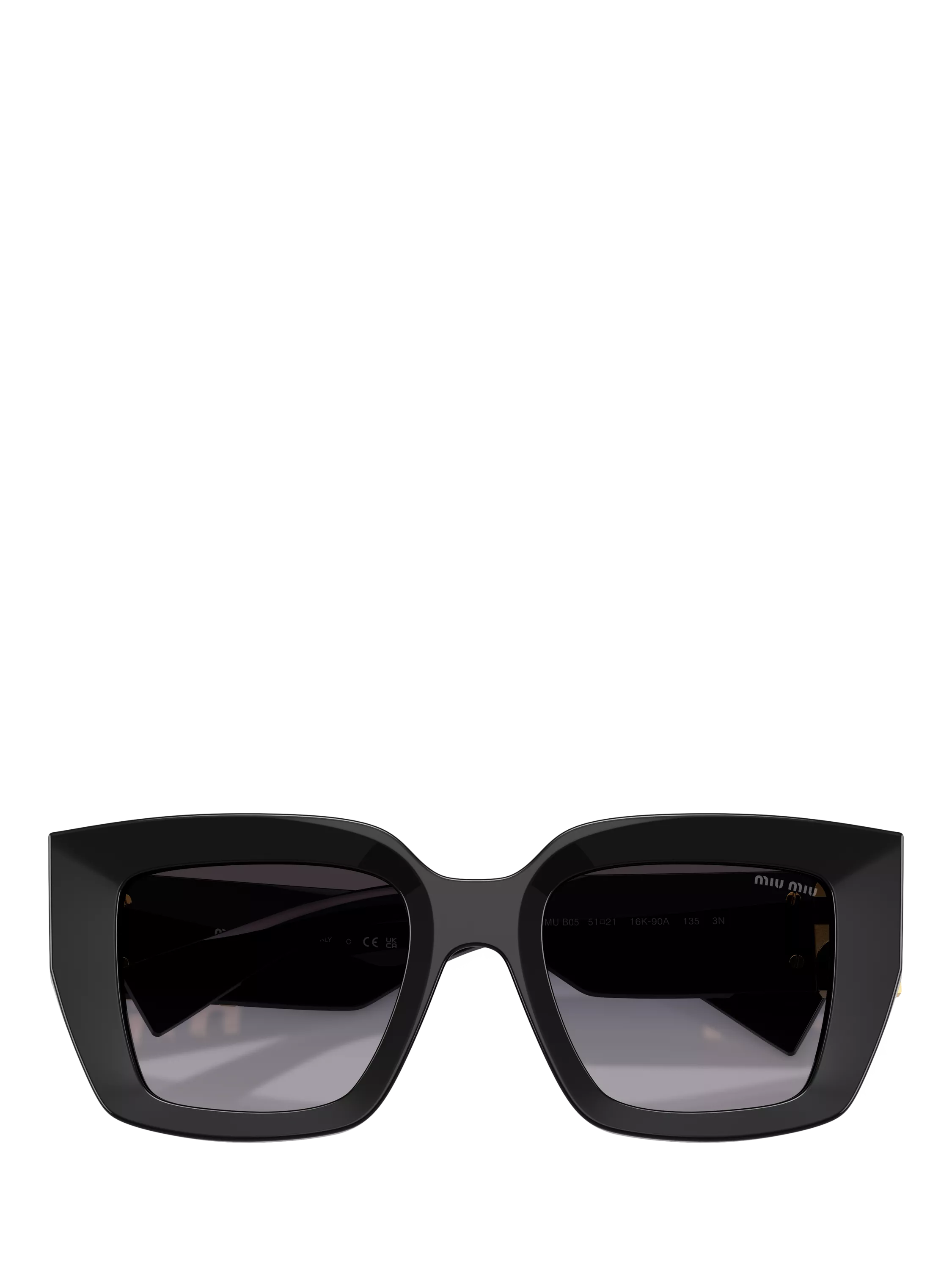 Miu Miu square sunglasses in black with gradient lenses (British brand)