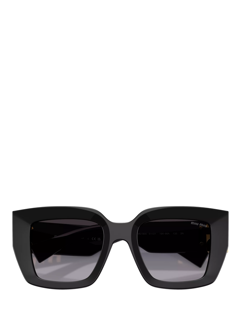 Miu Miu square sunglasses in black with gradient lenses (British brand)