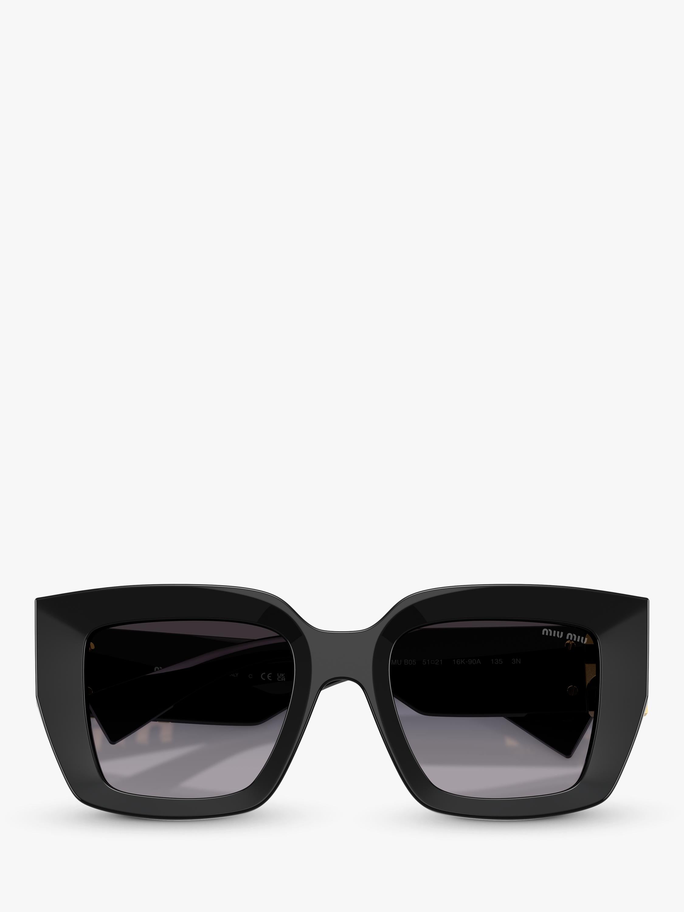 Miu Miu square sunglasses in black with gradient lenses (British brand)