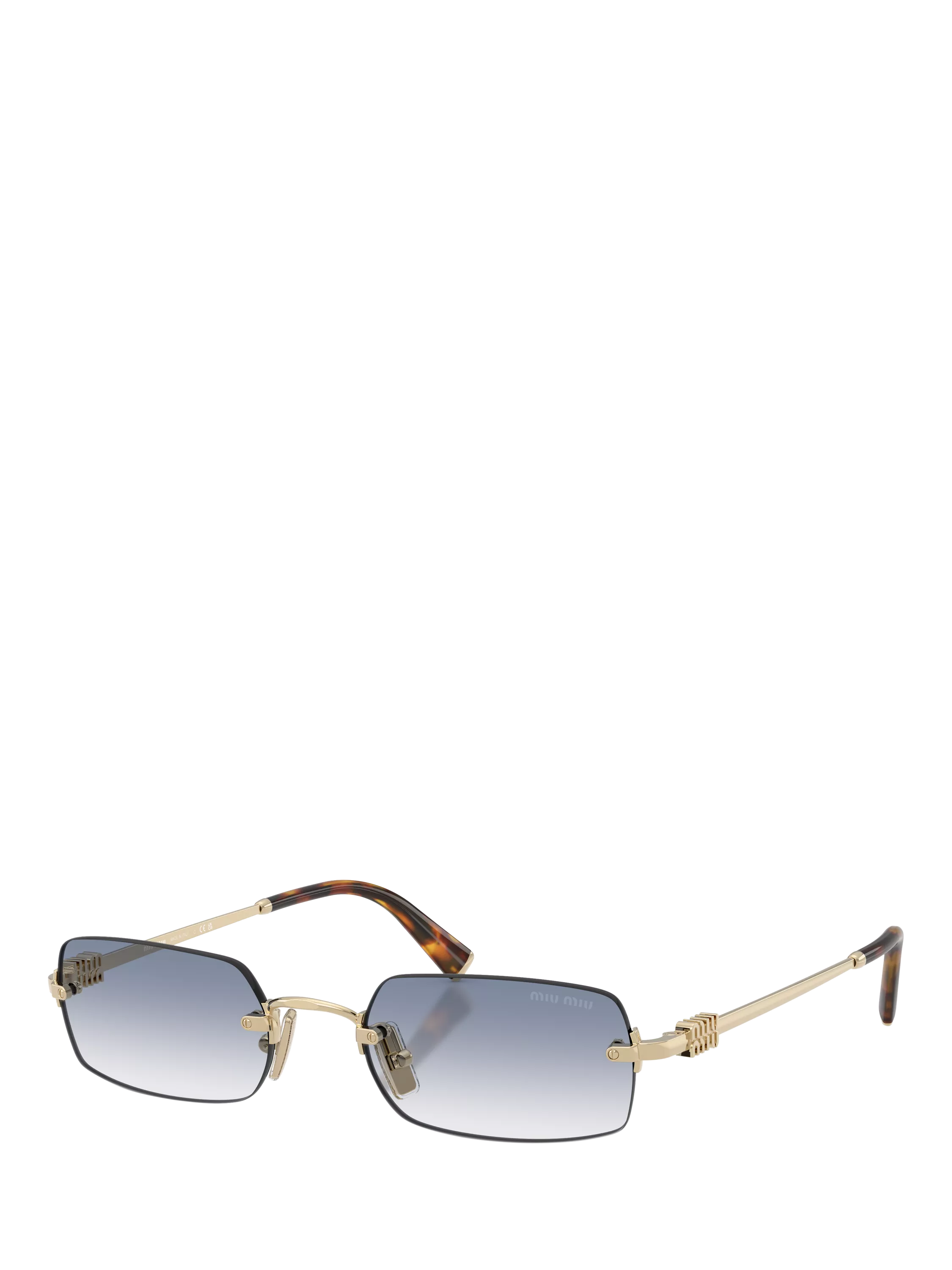 Miu Miu rectangular sunglasses pale gold blue 52mm, imported from the UK