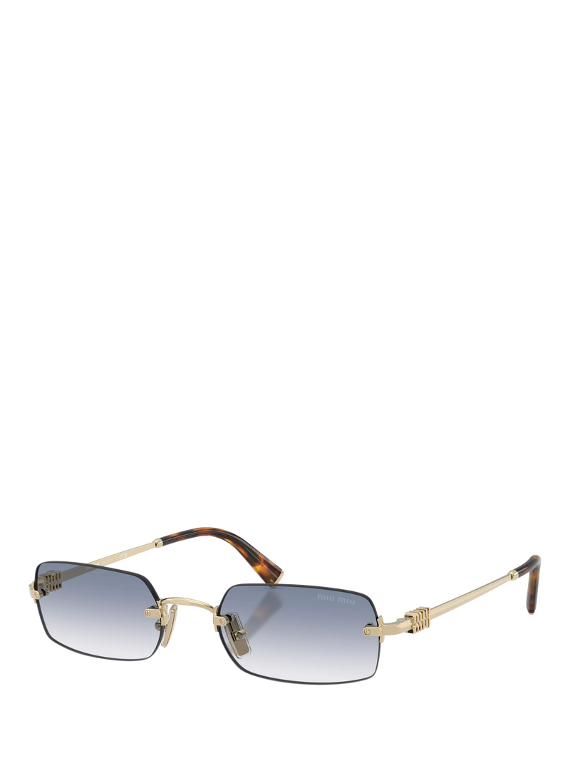 Miu Miu rectangular sunglasses pale gold blue 52mm, imported from the UK