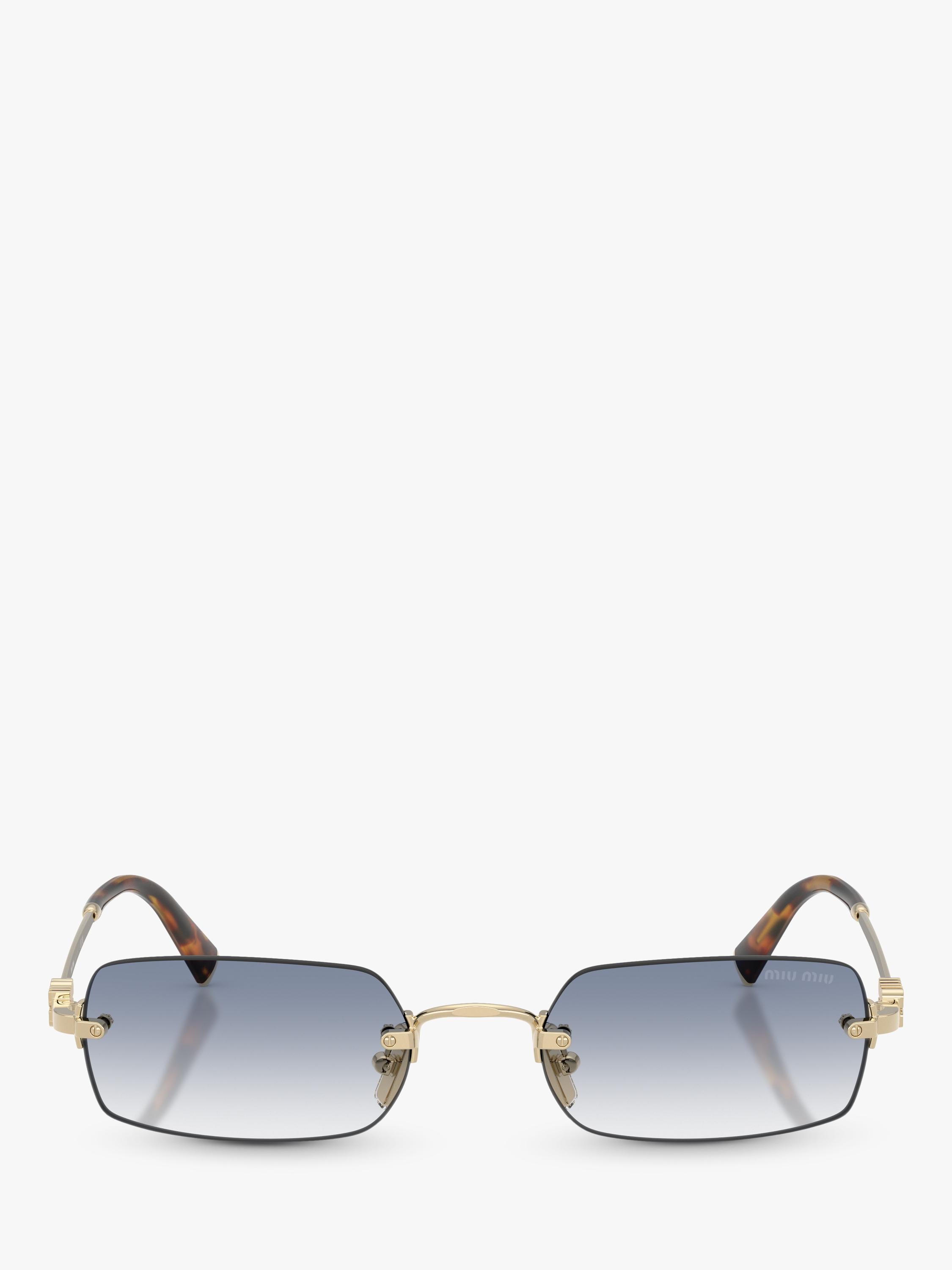 Miu Miu rectangular sunglasses pale gold blue 52mm, imported from the UK