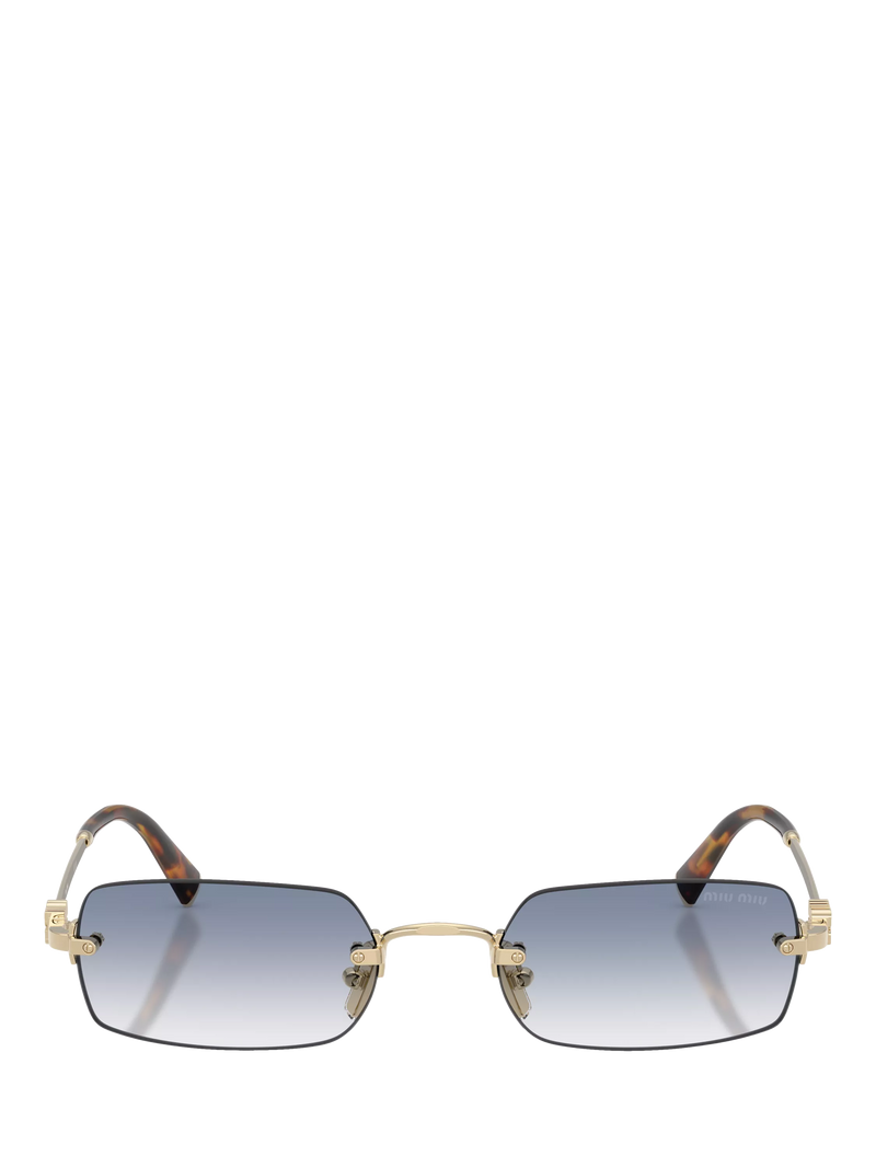 Miu Miu rectangular sunglasses pale gold blue 52mm, imported from the UK