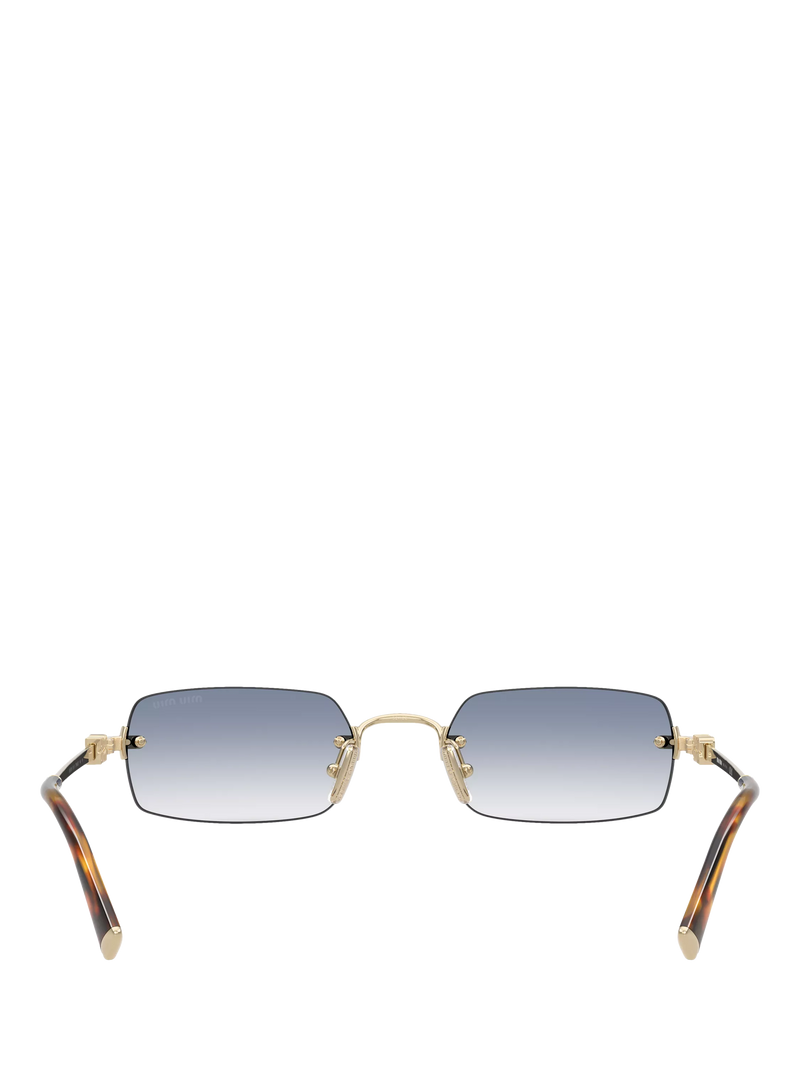 Miu Miu rectangular sunglasses pale gold blue 52mm, imported from the UK