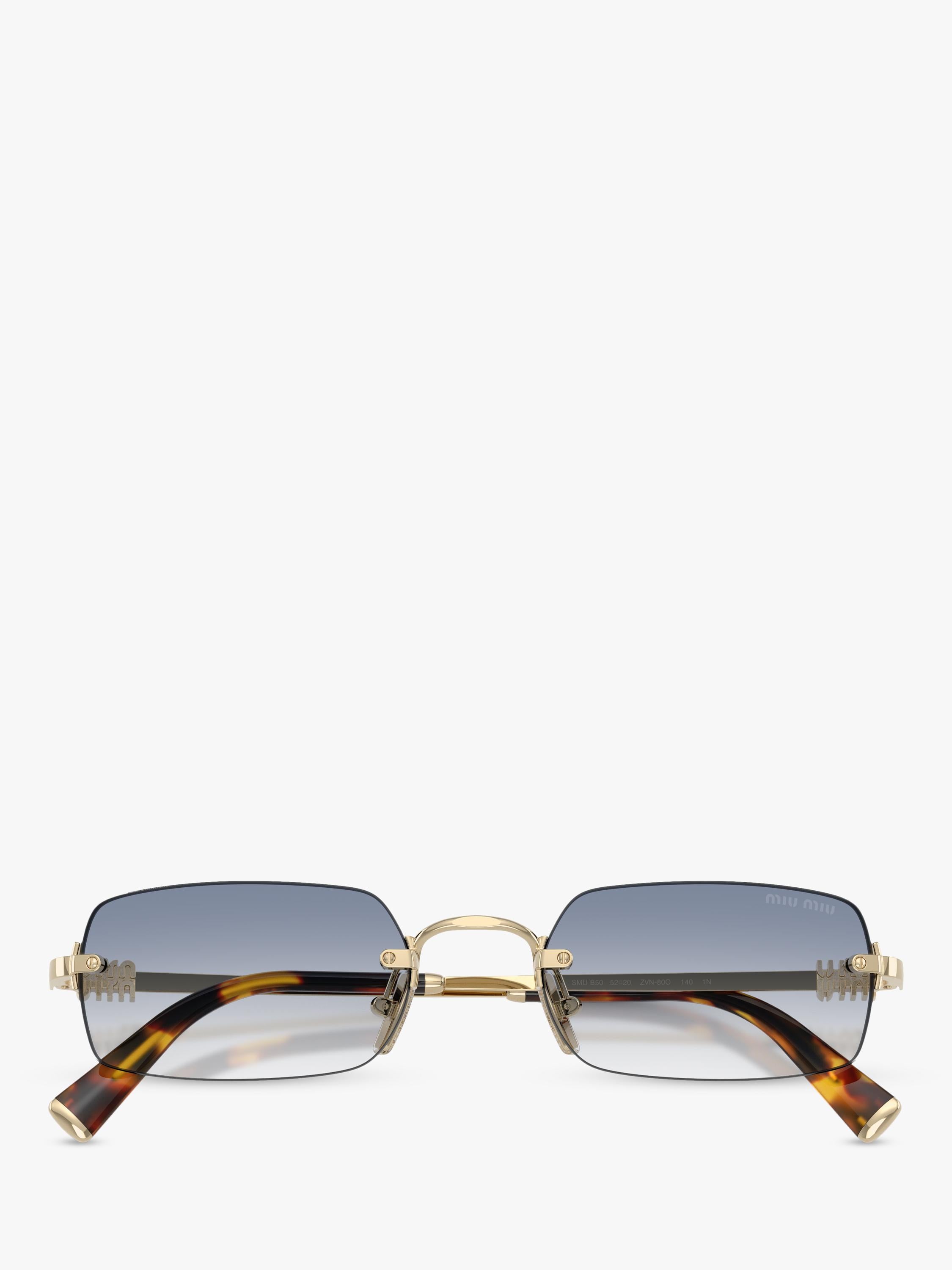 Miu Miu rectangular sunglasses pale gold blue 52mm, imported from the UK