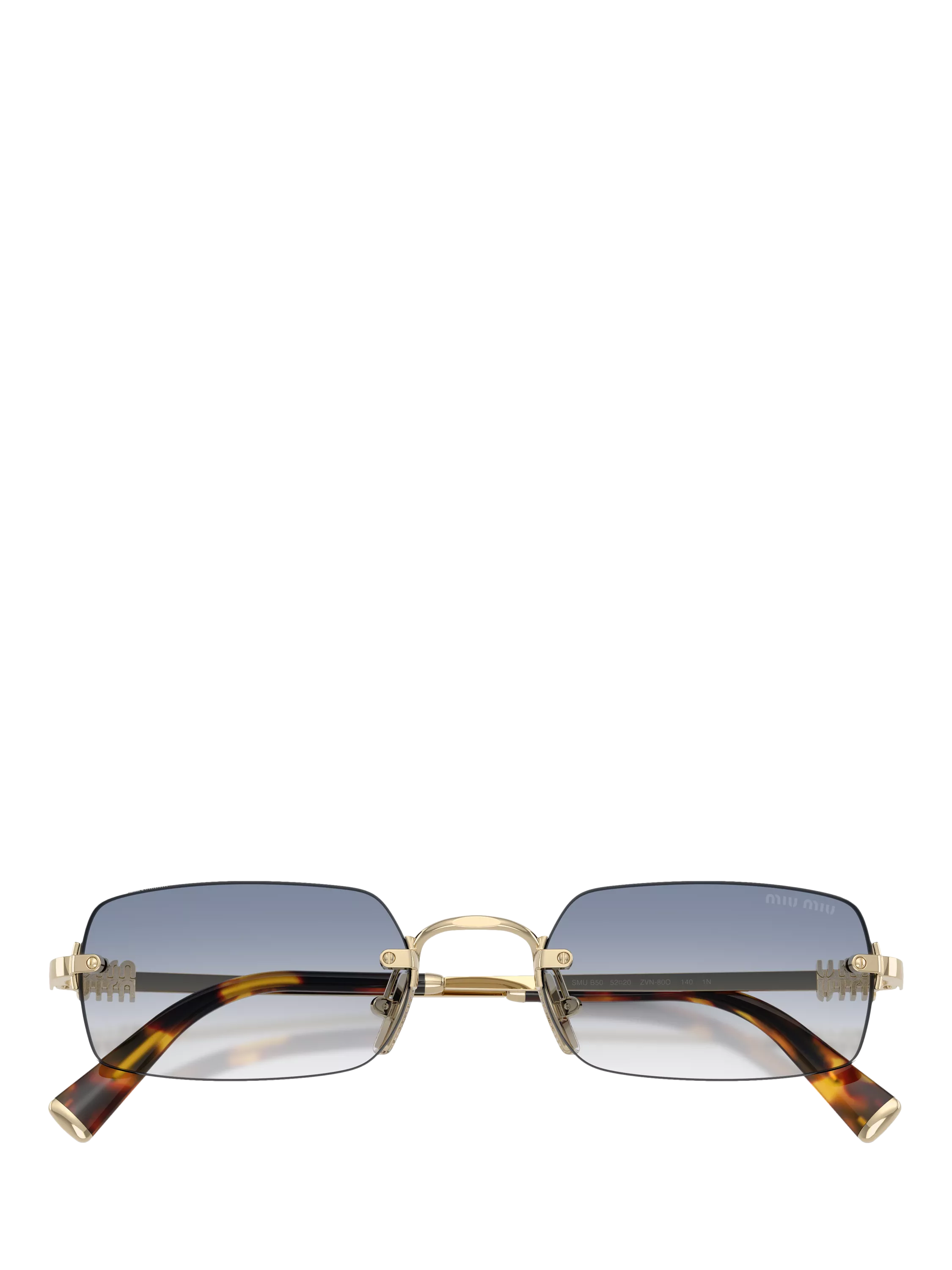 Miu Miu rectangular sunglasses pale gold blue 52mm, imported from the UK