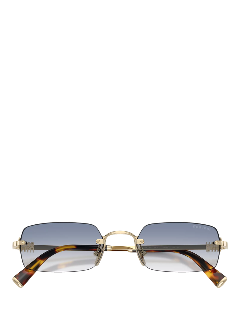 Miu Miu rectangular sunglasses pale gold blue 52mm, imported from the UK
