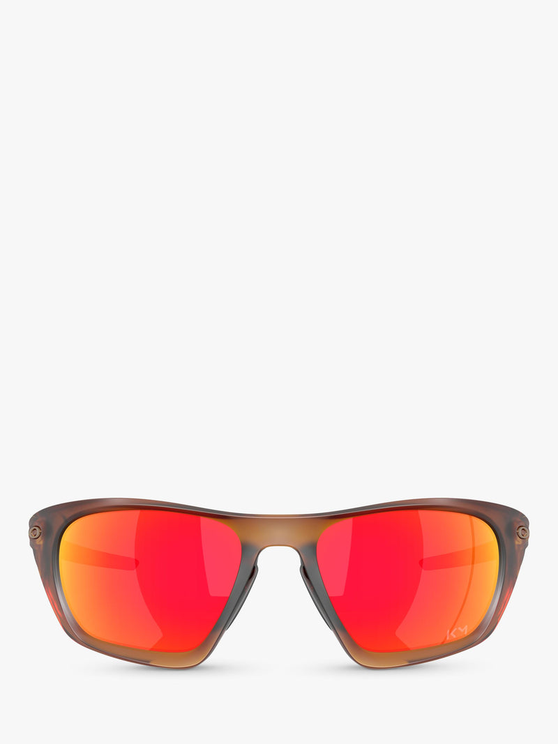 Oakley rectangular sunglasses, matte dark amber/mirror orange, imported from the UK