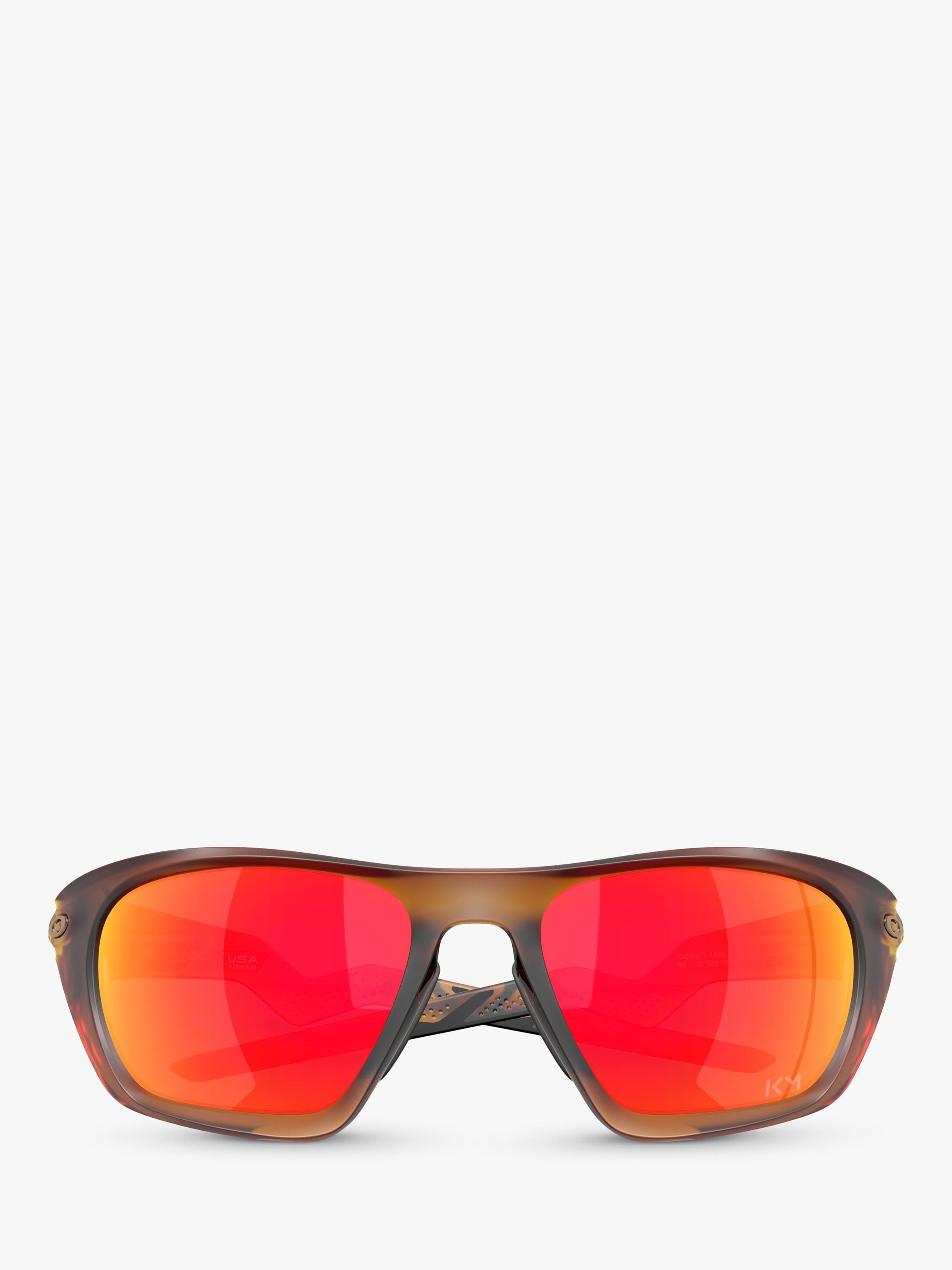 Oakley rectangular sunglasses, matte dark amber/mirror orange, imported from the UK