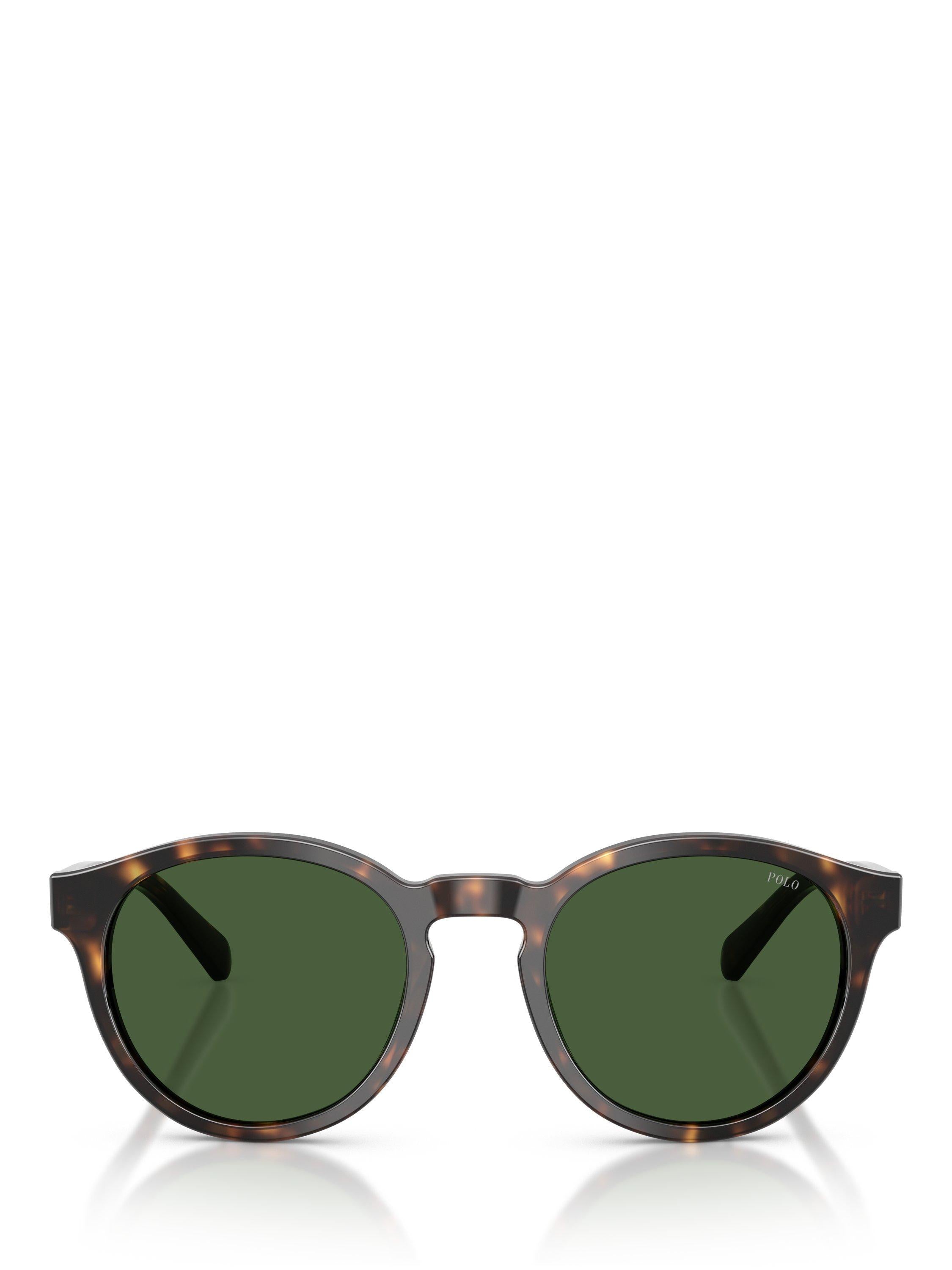 Ralph Lauren round sunglasses in shiny dark Havana green (British brand)