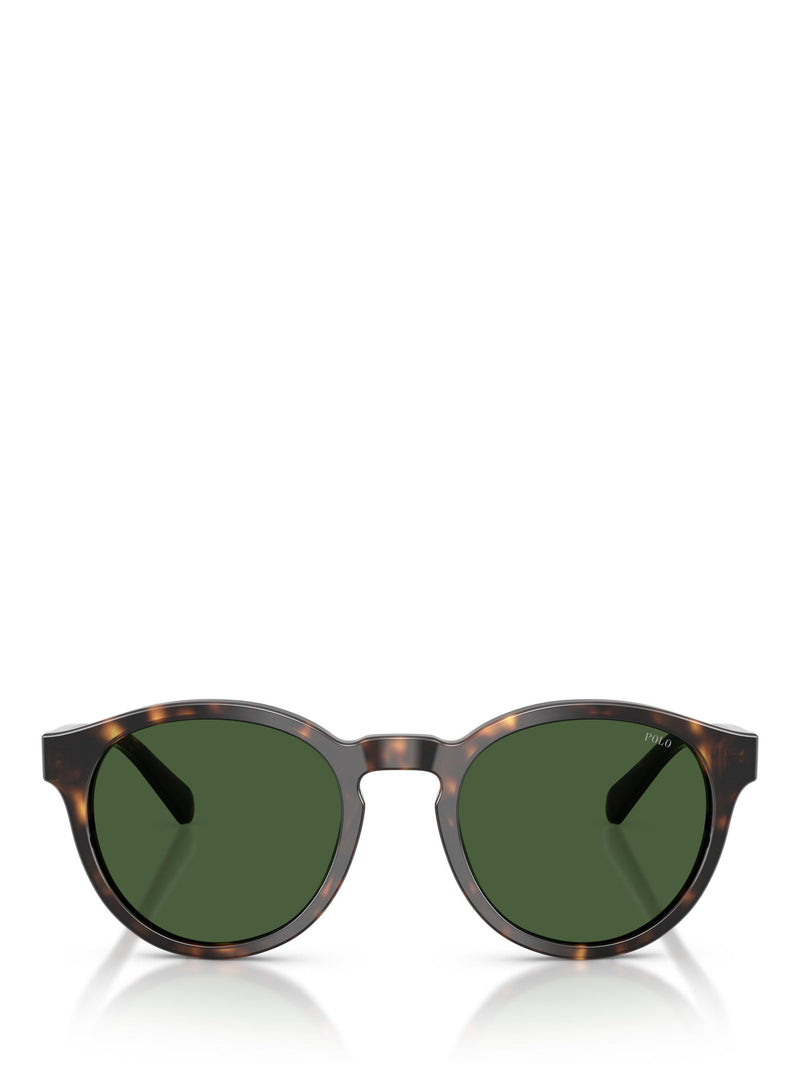 Ralph Lauren round sunglasses in shiny dark Havana green (British brand)