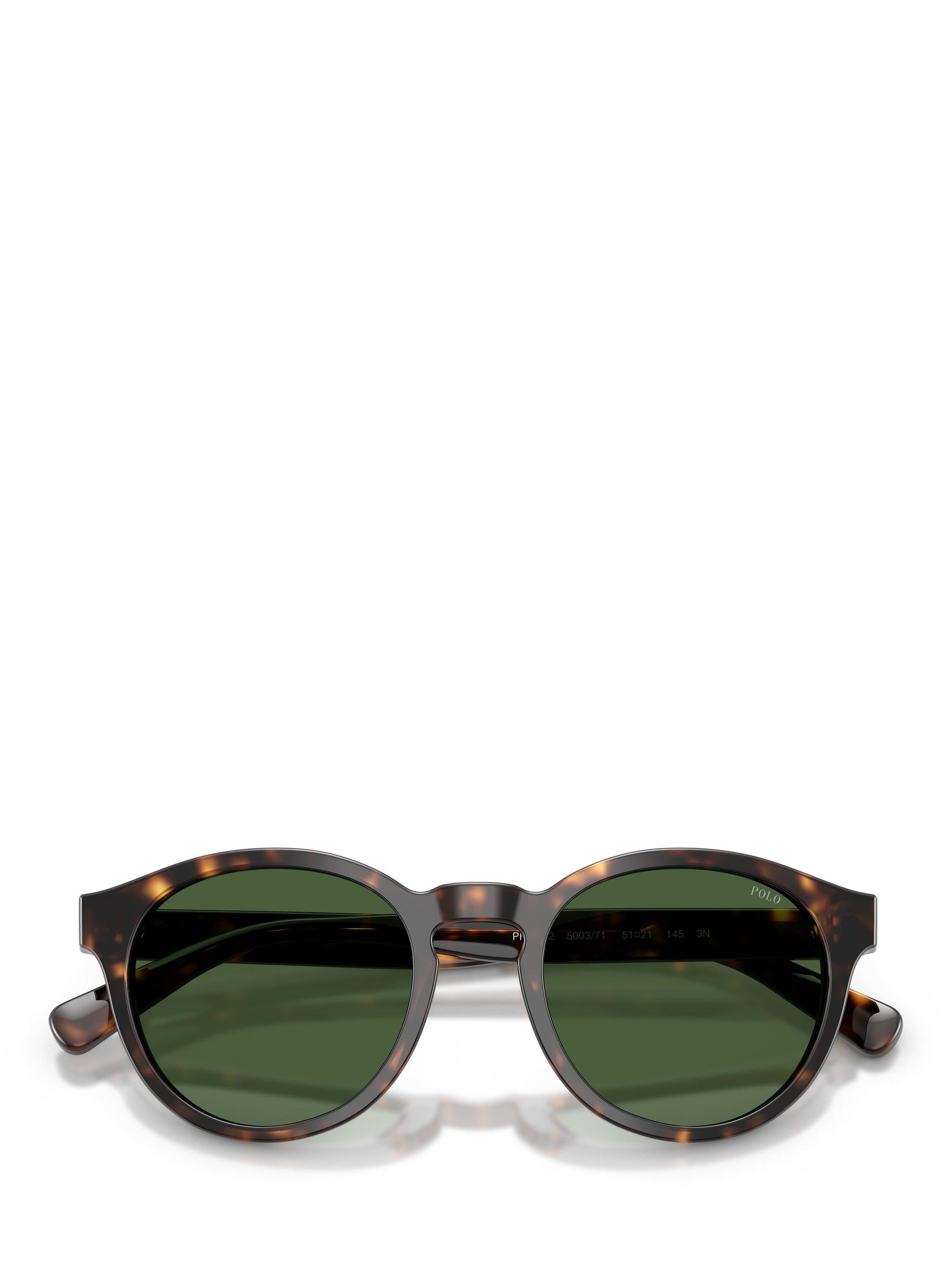 Ralph Lauren round sunglasses in shiny dark Havana green (British brand)