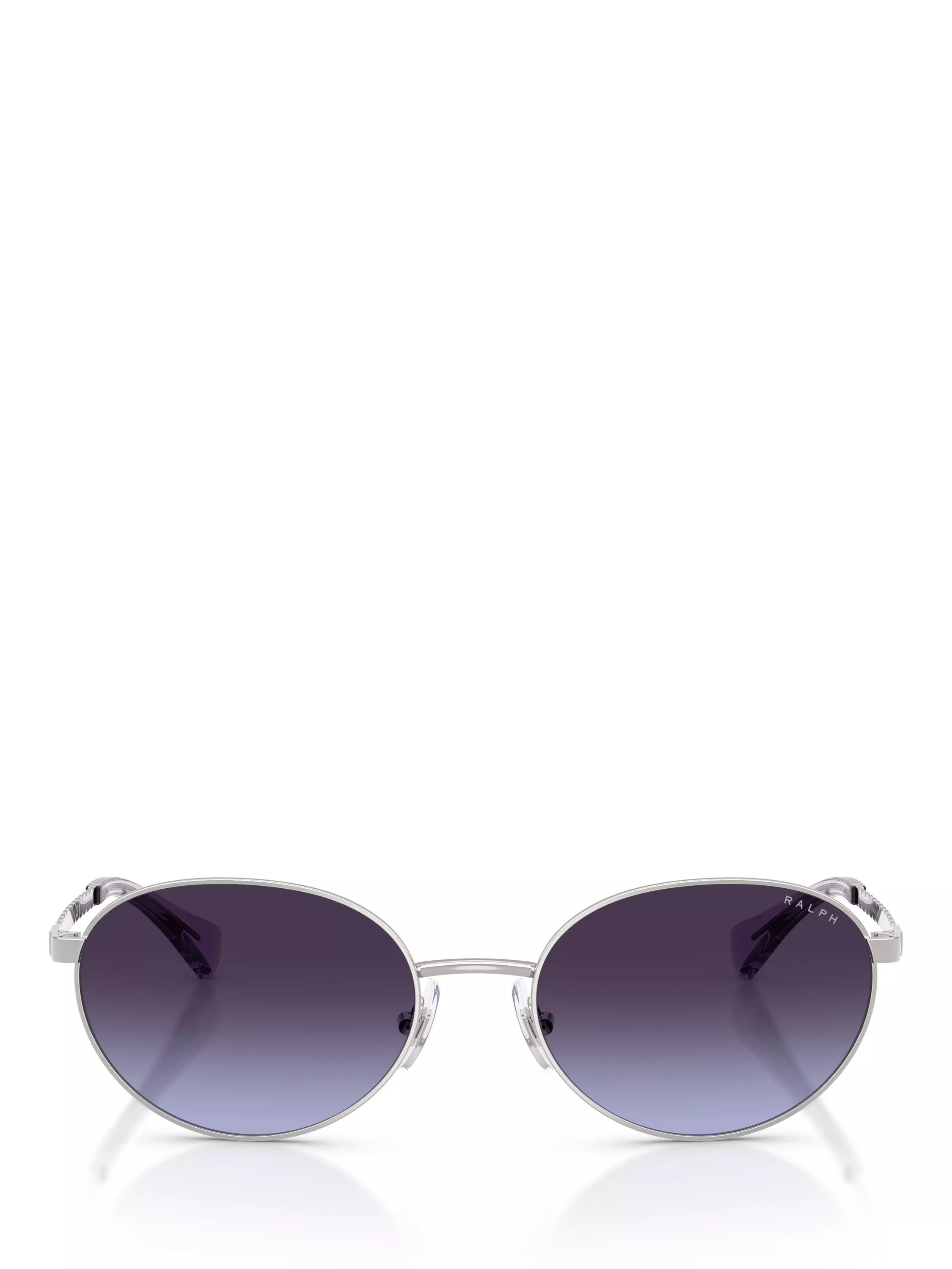 Ralph Lauren oval sunglasses shiny silver grey gradient 55mm, imported from the UK