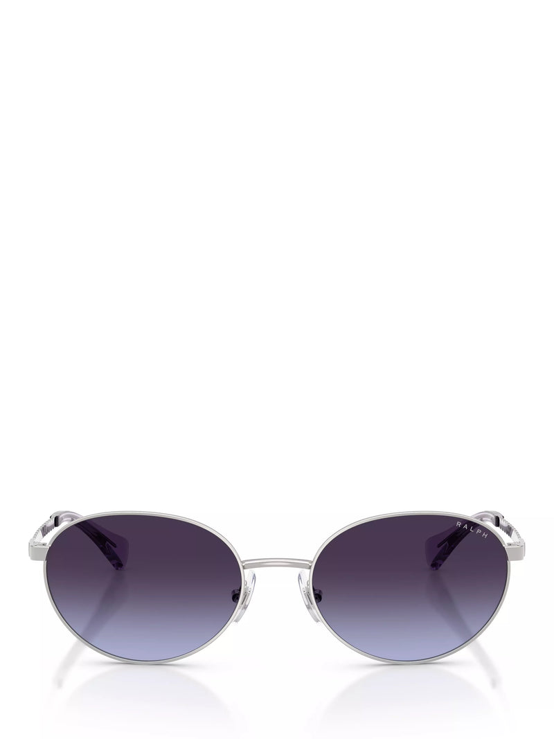 Ralph Lauren oval sunglasses shiny silver grey gradient 55mm, imported from the UK