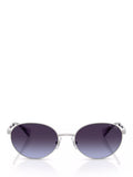 Ralph Lauren oval sunglasses shiny silver grey gradient 55mm, imported from the UK