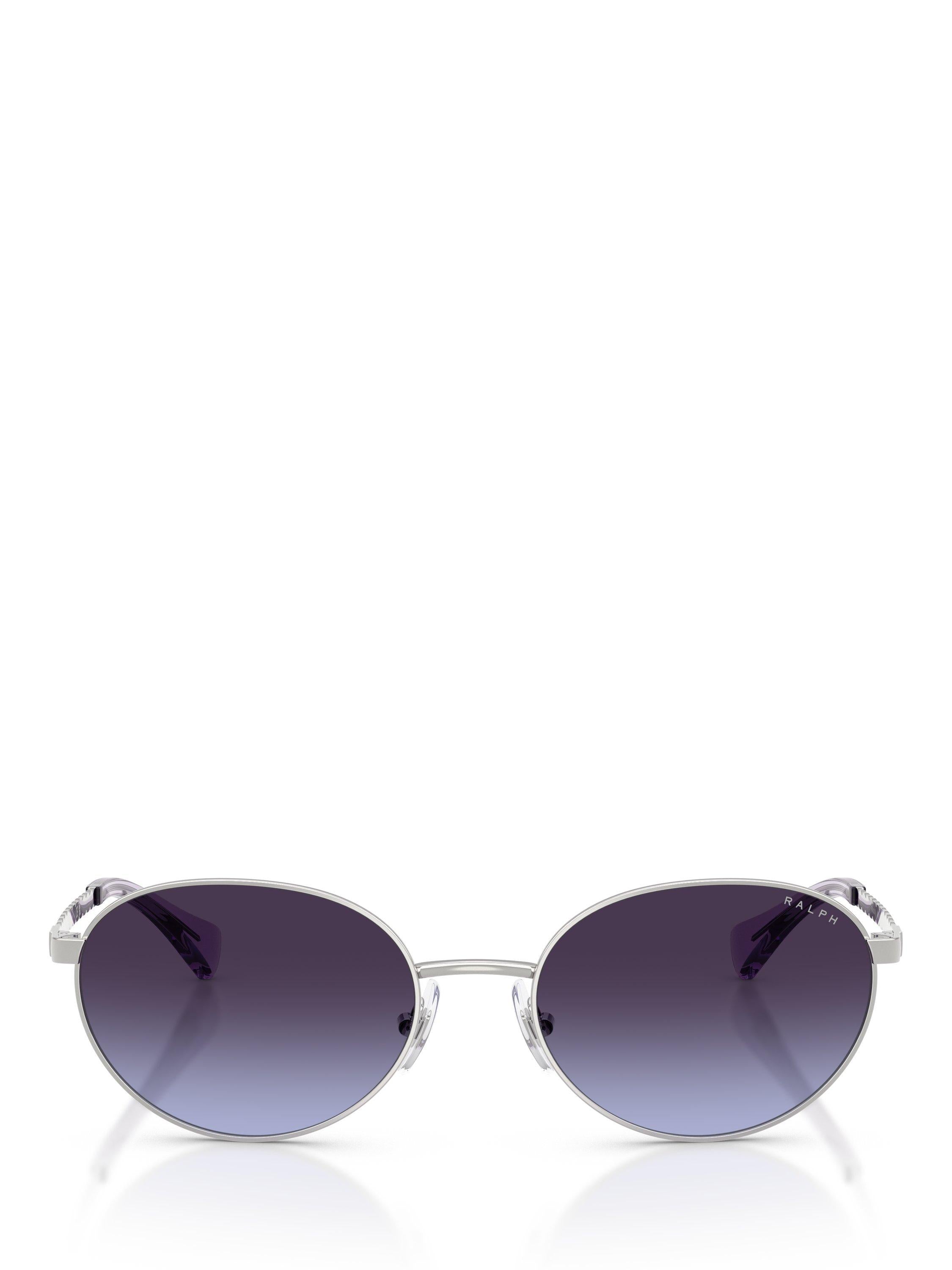 Ralph Lauren oval sunglasses shiny silver grey gradient 55mm, imported from the UK