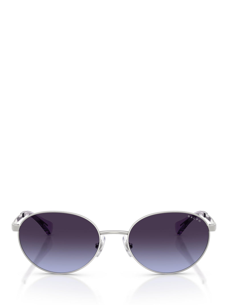 Ralph Lauren oval sunglasses shiny silver grey gradient 55mm, imported from the UK