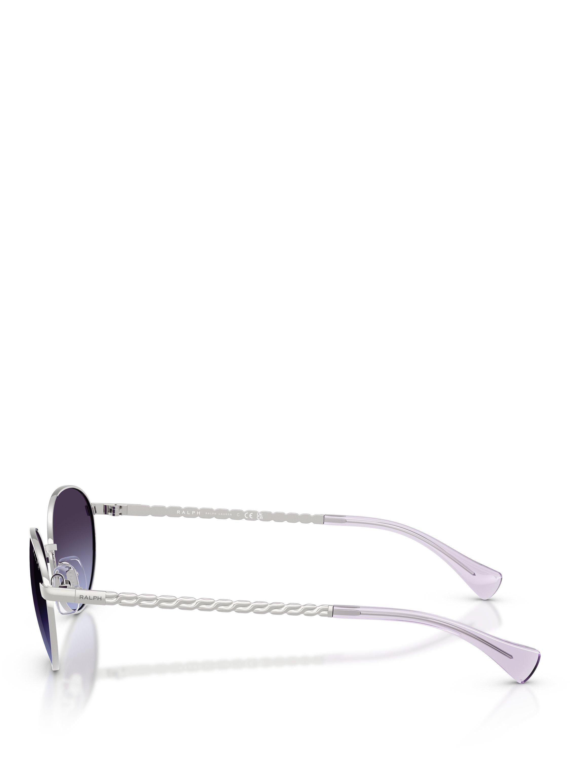 Ralph Lauren oval sunglasses shiny silver grey gradient 55mm, imported from the UK