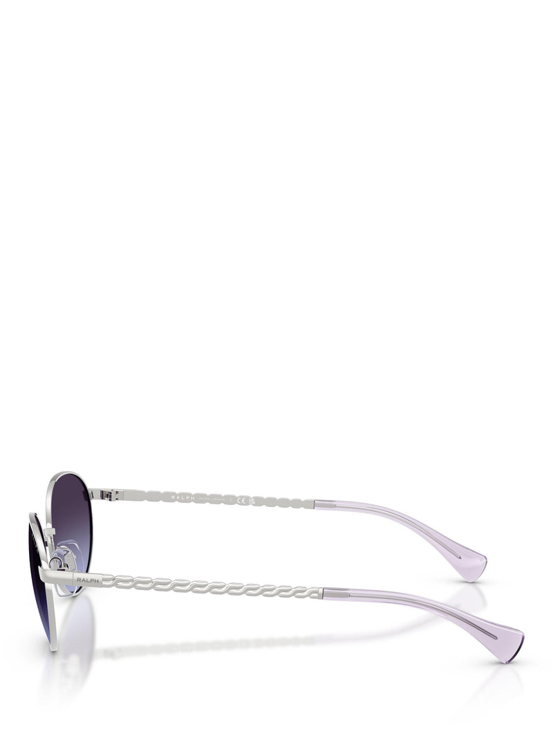 Ralph Lauren oval sunglasses shiny silver grey gradient 55mm, imported from the UK