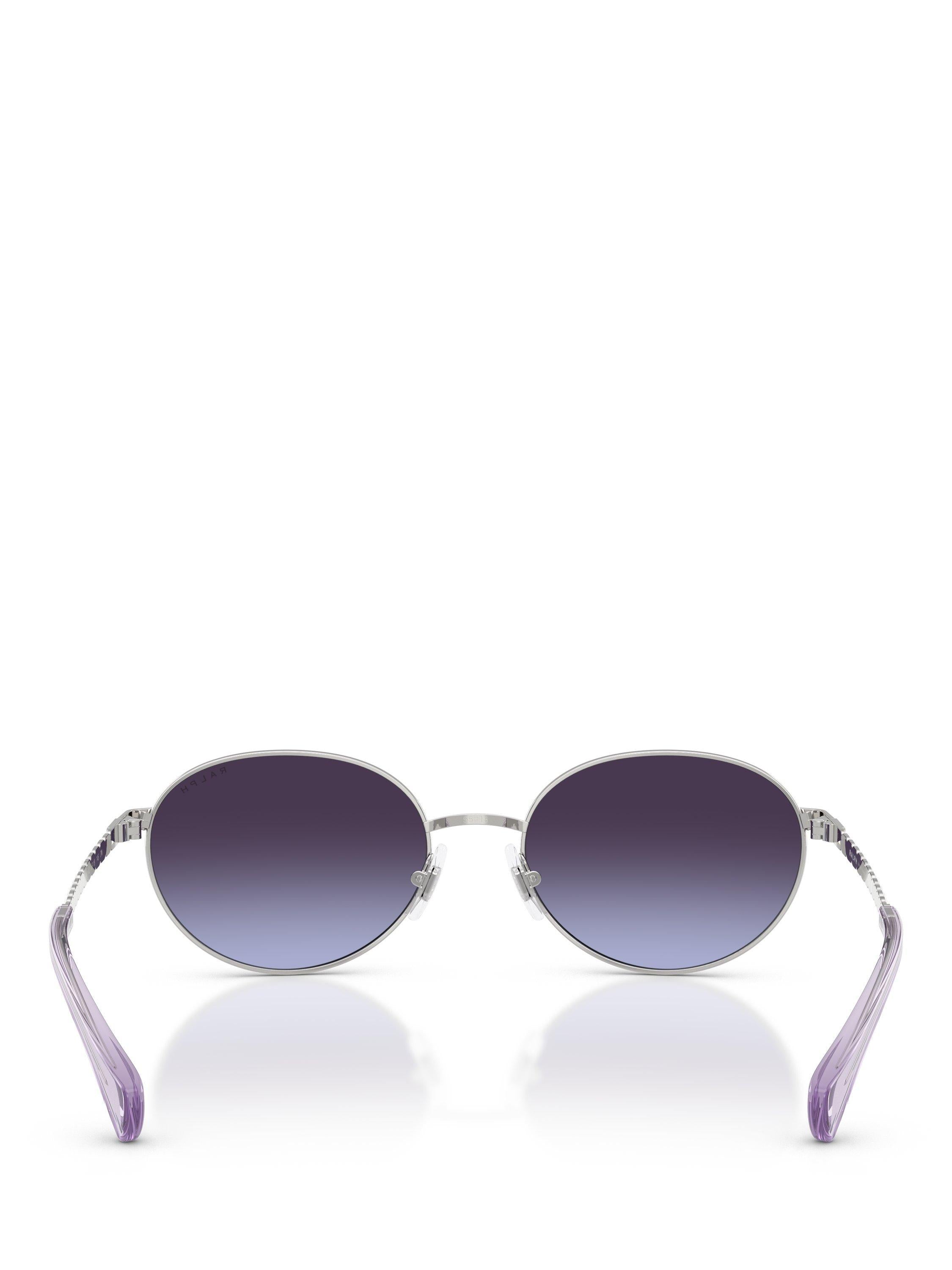 Ralph Lauren oval sunglasses shiny silver grey gradient 55mm, imported from the UK
