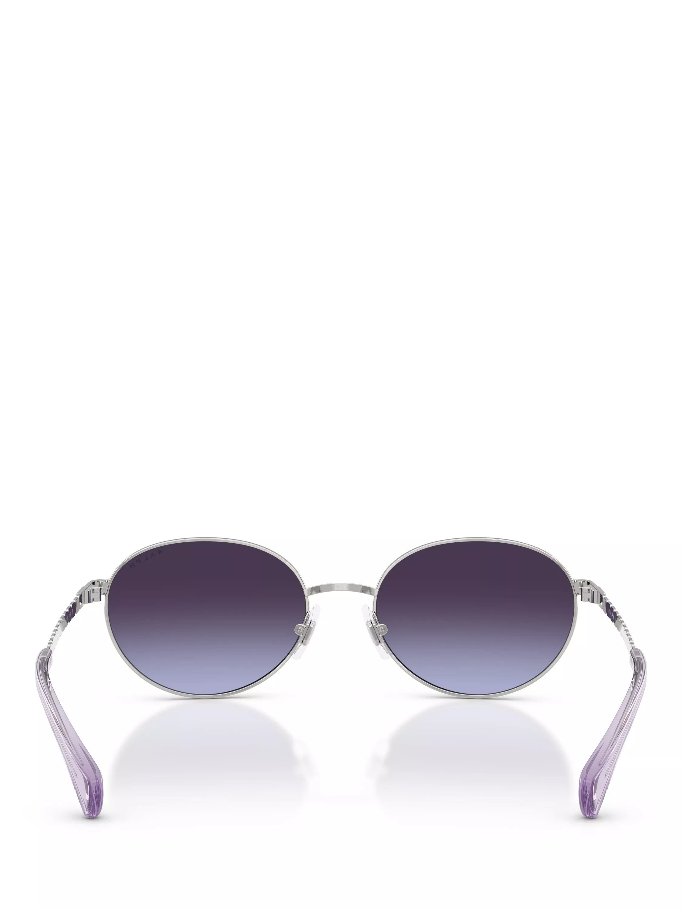 Ralph Lauren oval sunglasses shiny silver grey gradient 55mm, imported from the UK