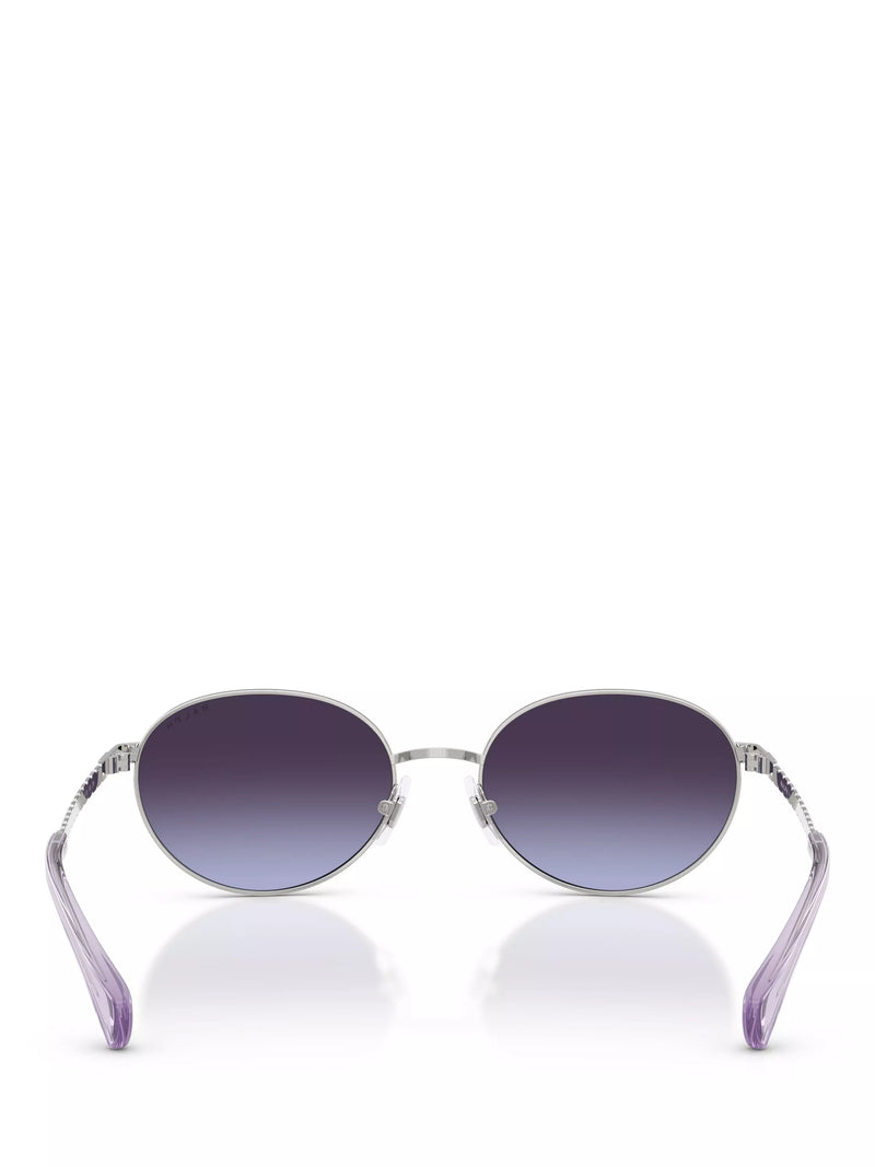 Ralph Lauren oval sunglasses shiny silver grey gradient 55mm, imported from the UK
