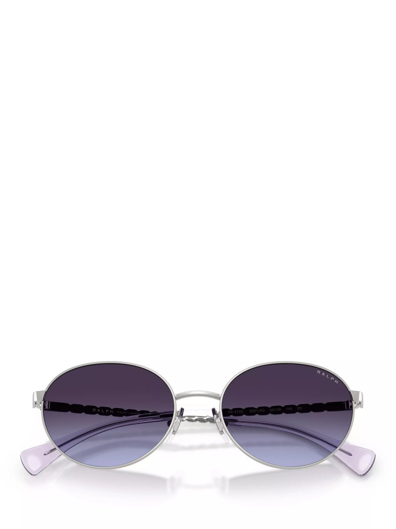 Ralph Lauren oval sunglasses shiny silver grey gradient 55mm, imported from the UK