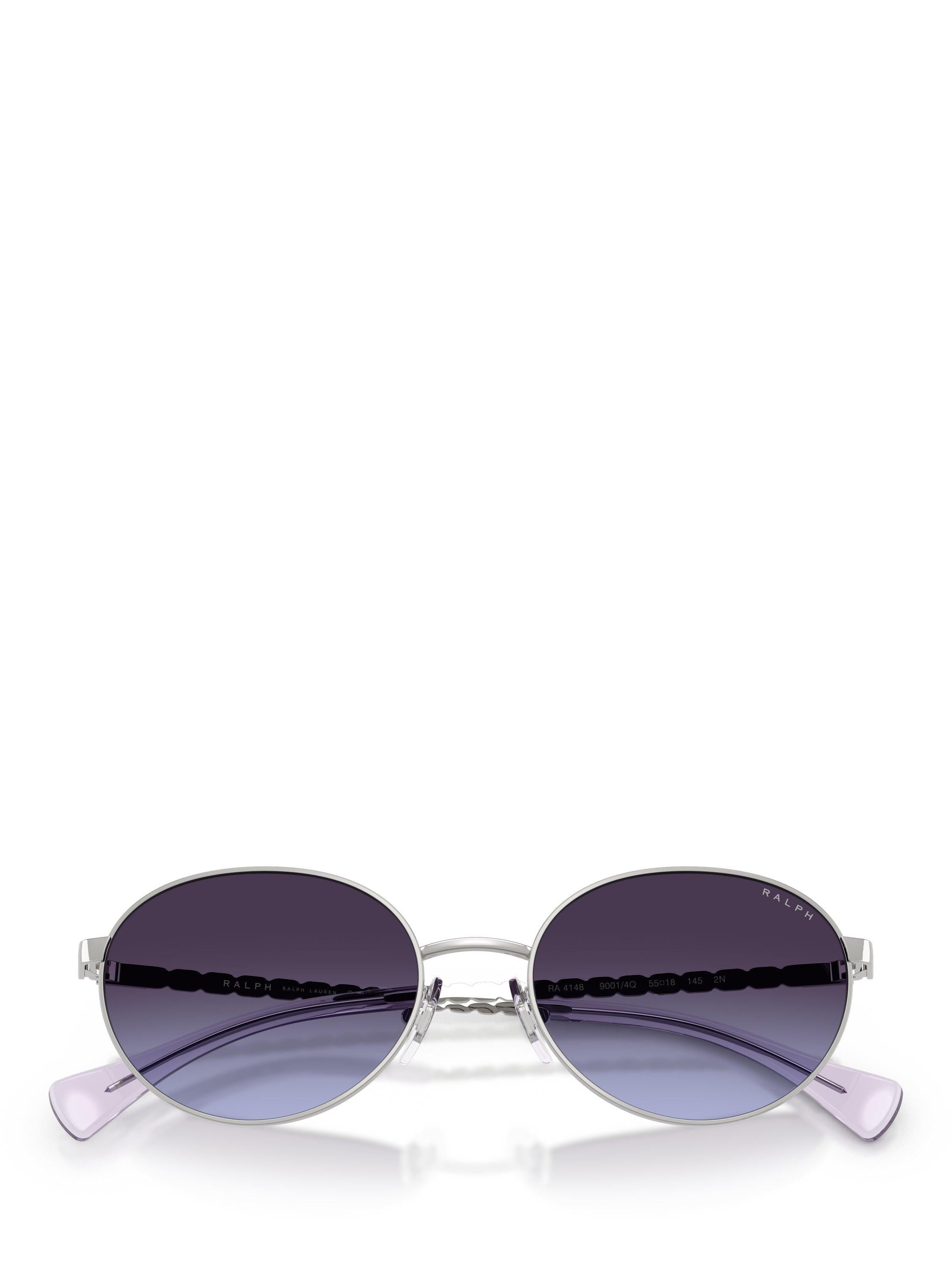 Ralph Lauren oval sunglasses shiny silver grey gradient 55mm, imported from the UK