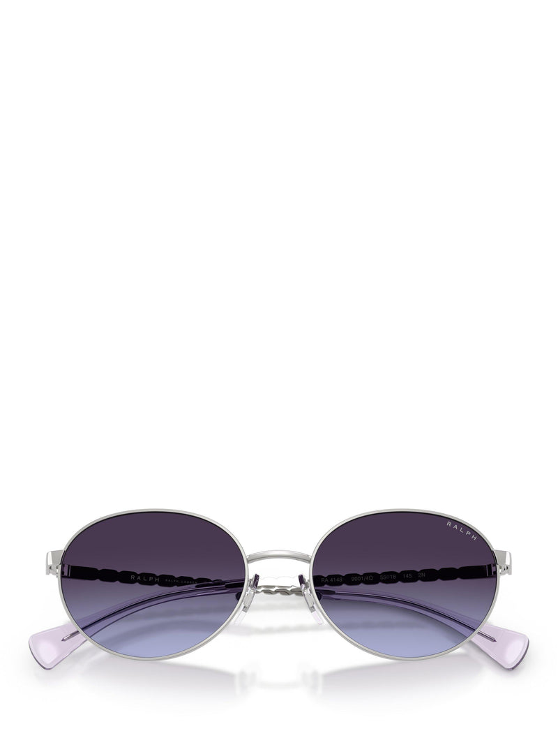 Ralph Lauren oval sunglasses shiny silver grey gradient 55mm, imported from the UK